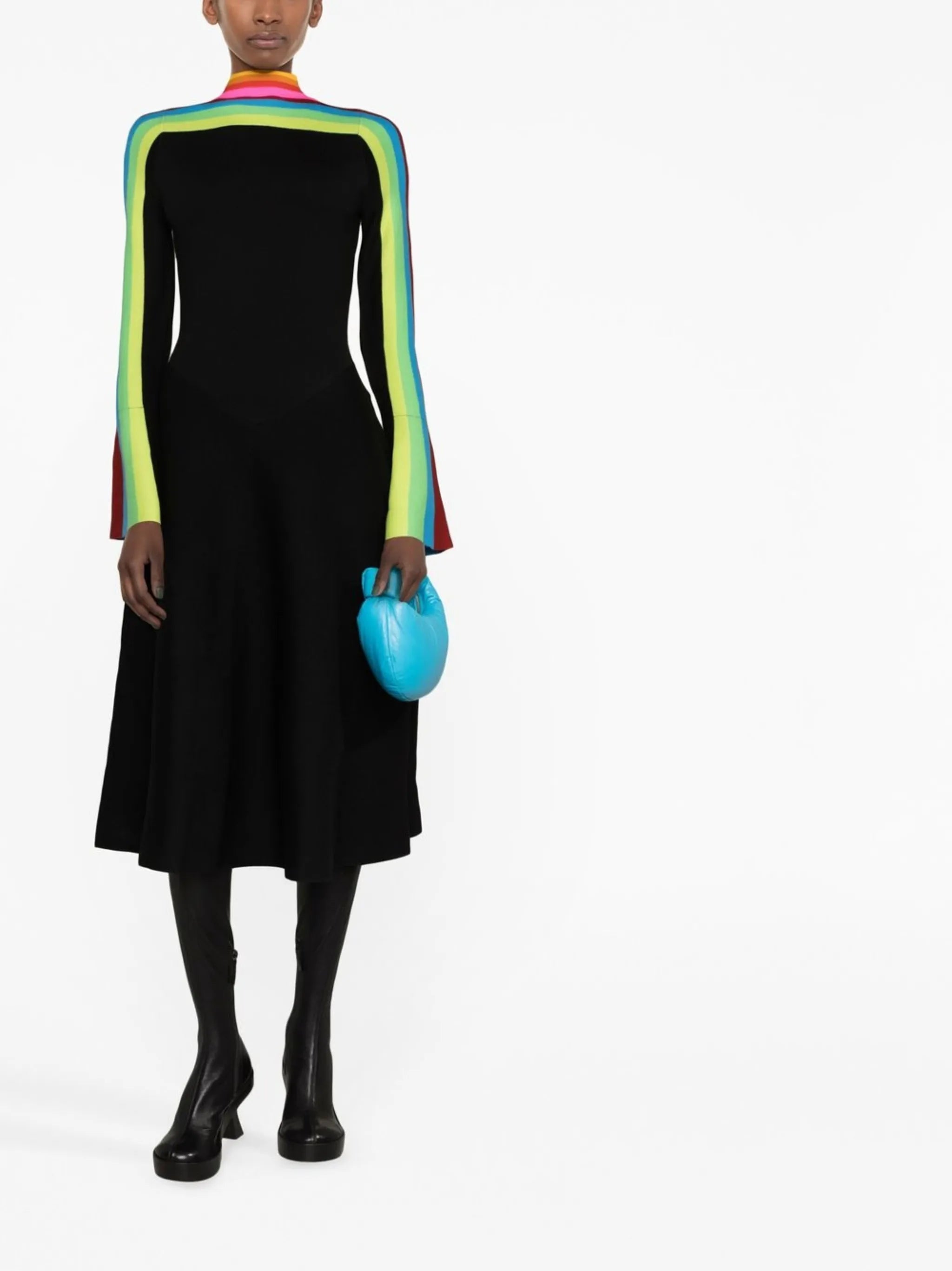 colour-block knitted midi dress
