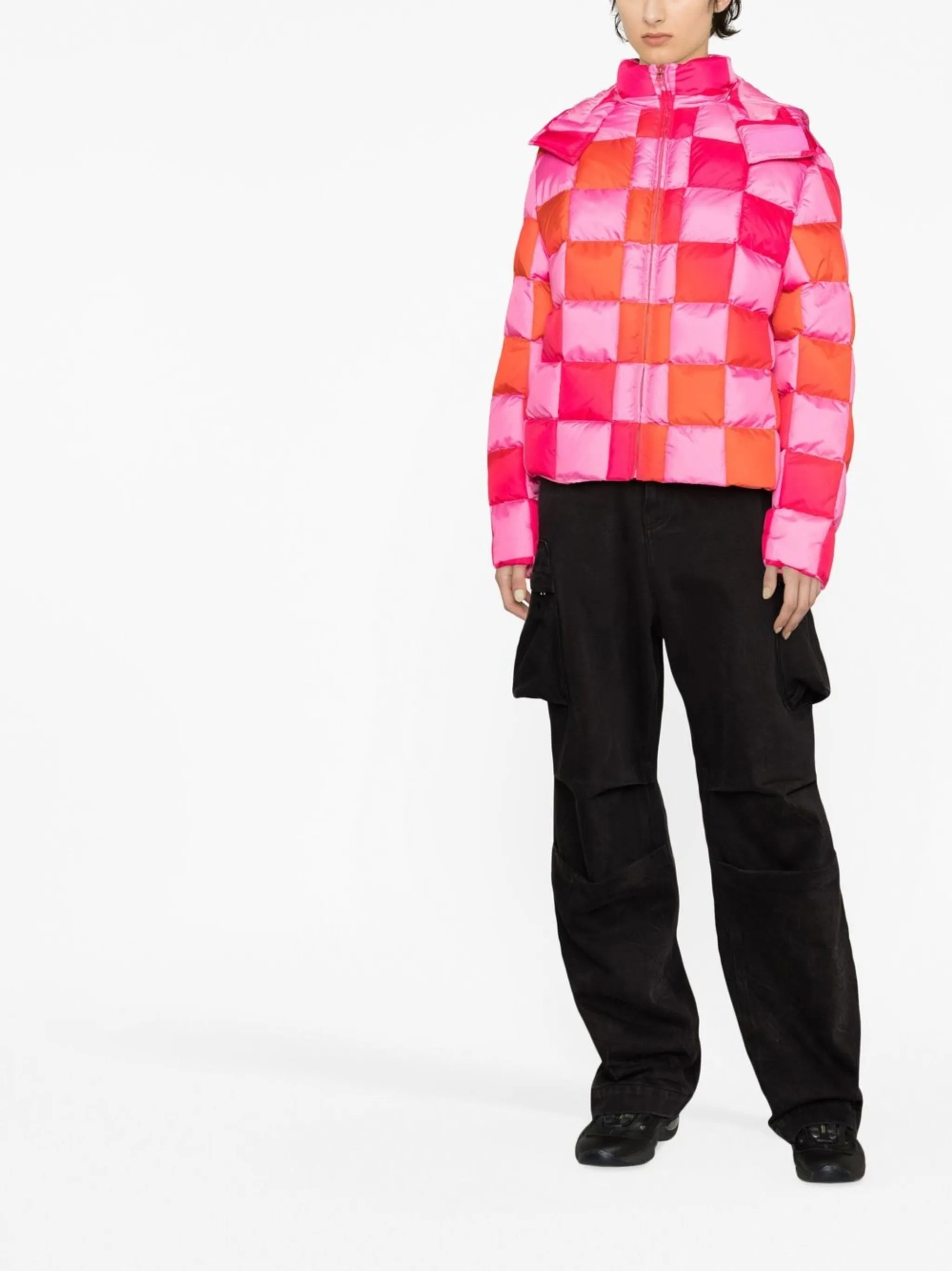 check-pattern puffer jacket