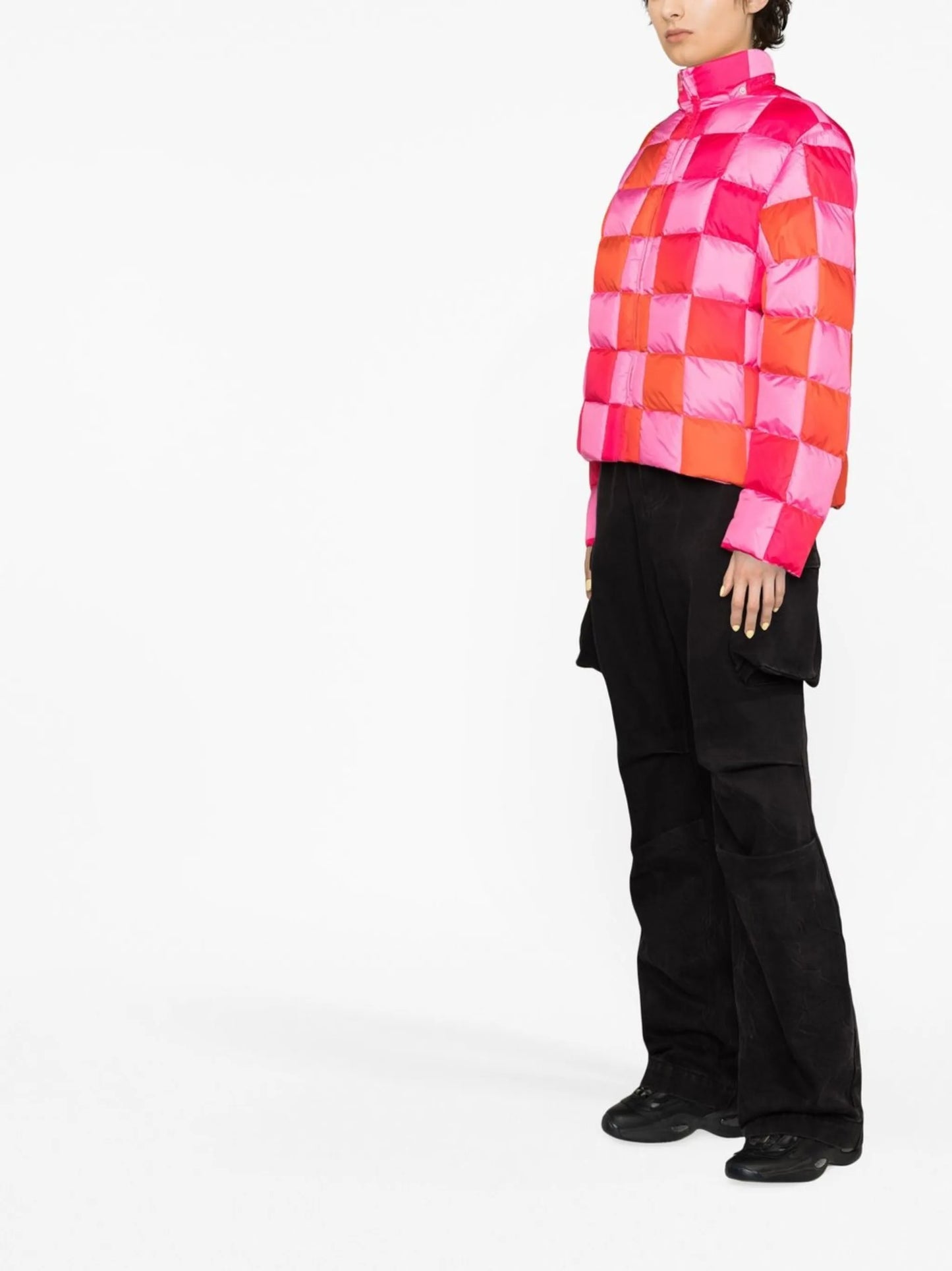 check-pattern puffer jacket