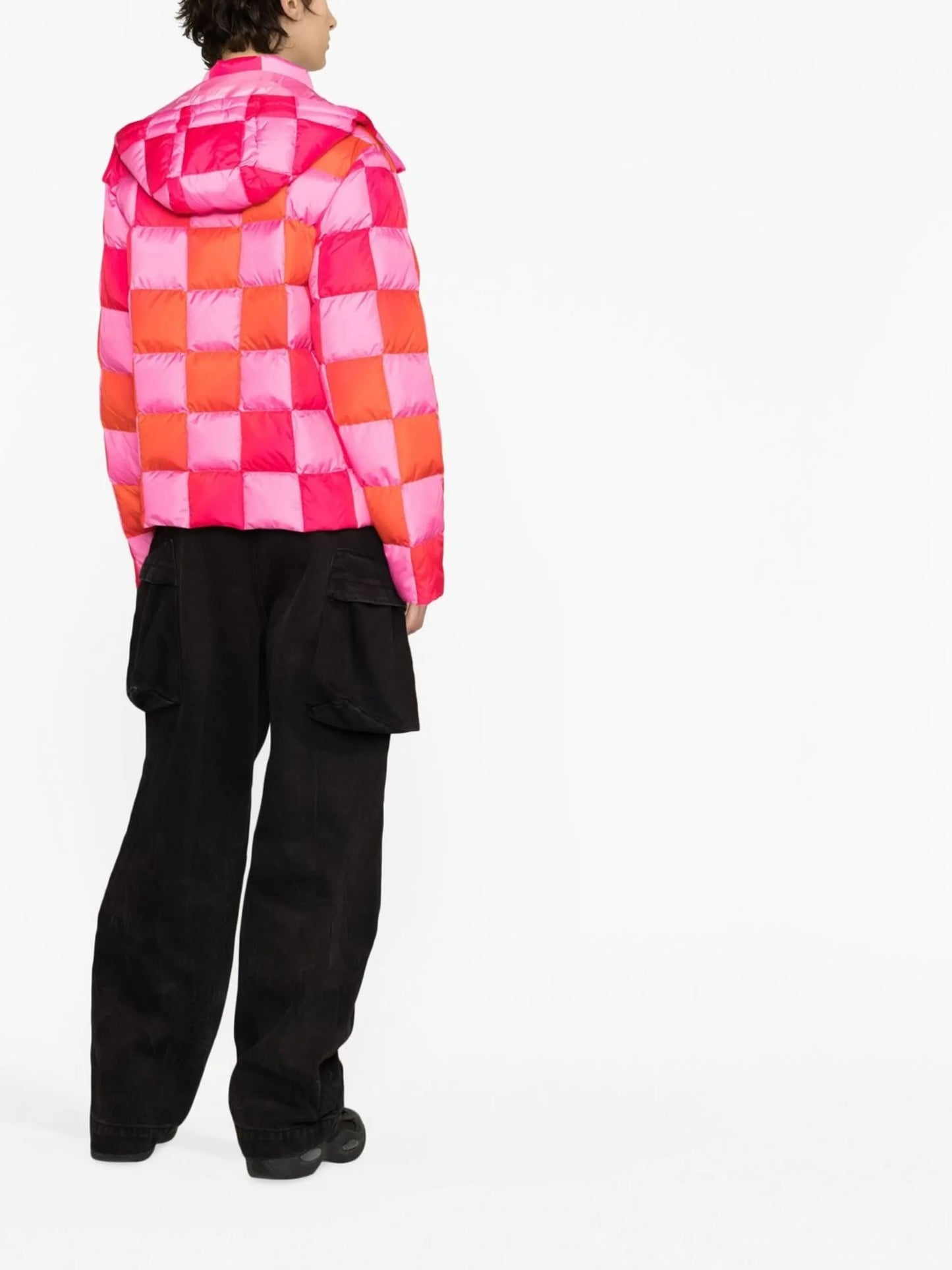 check-pattern puffer jacket