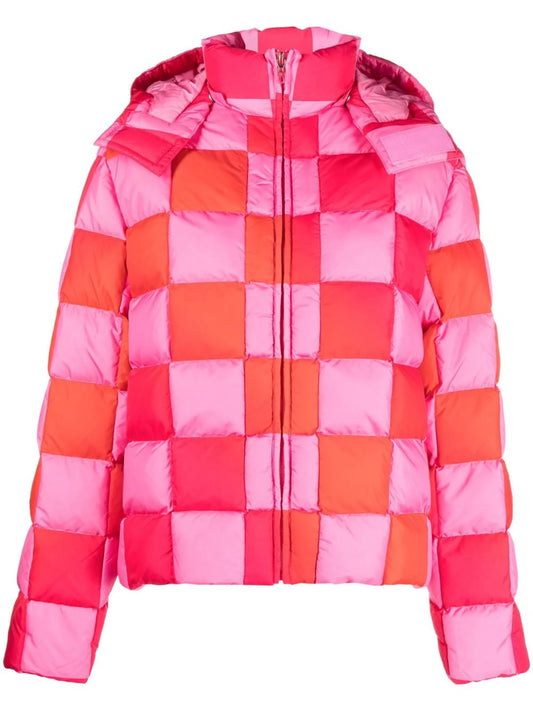 check-pattern puffer jacket