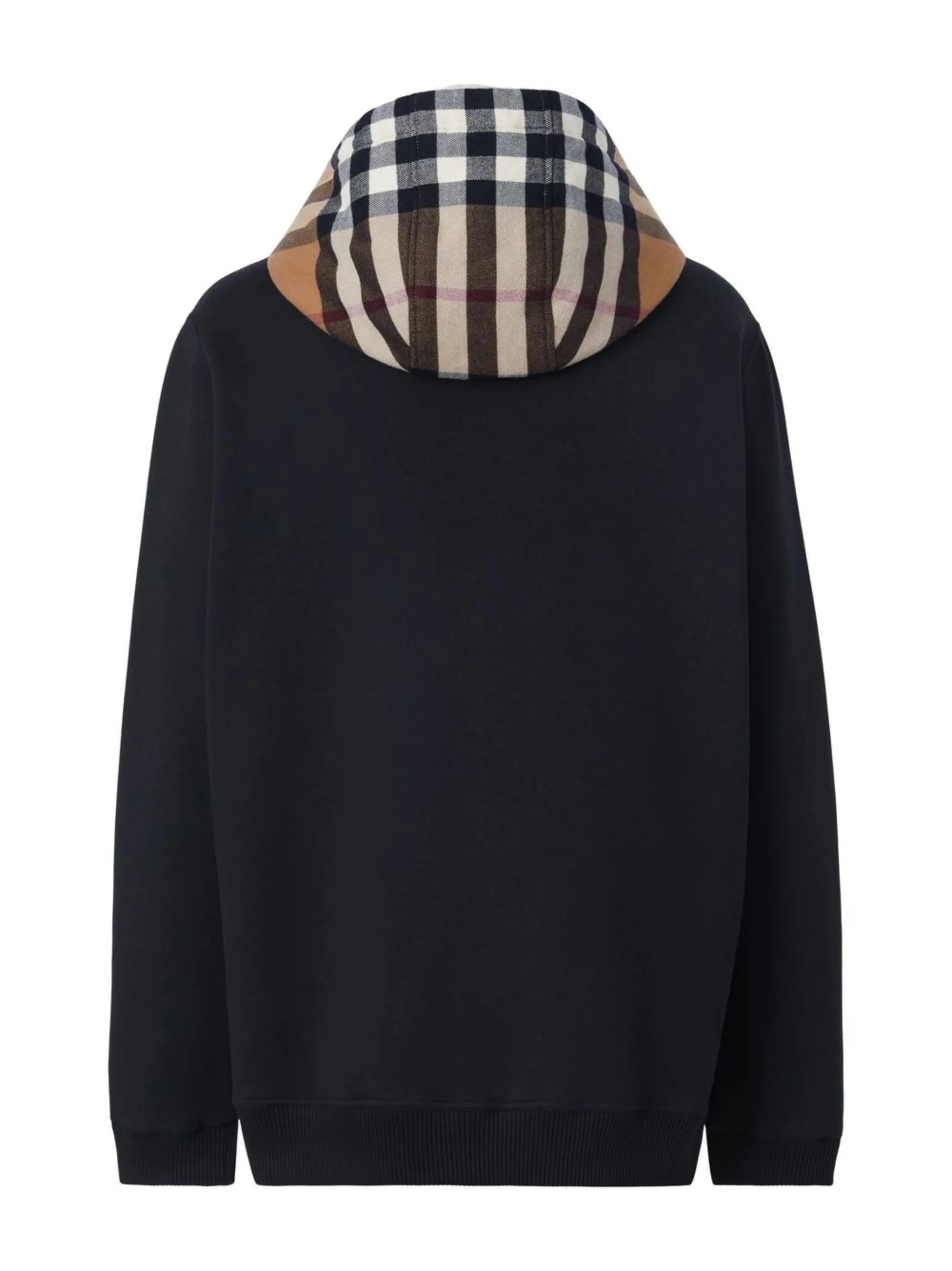 Check hood cotton zip hoodie