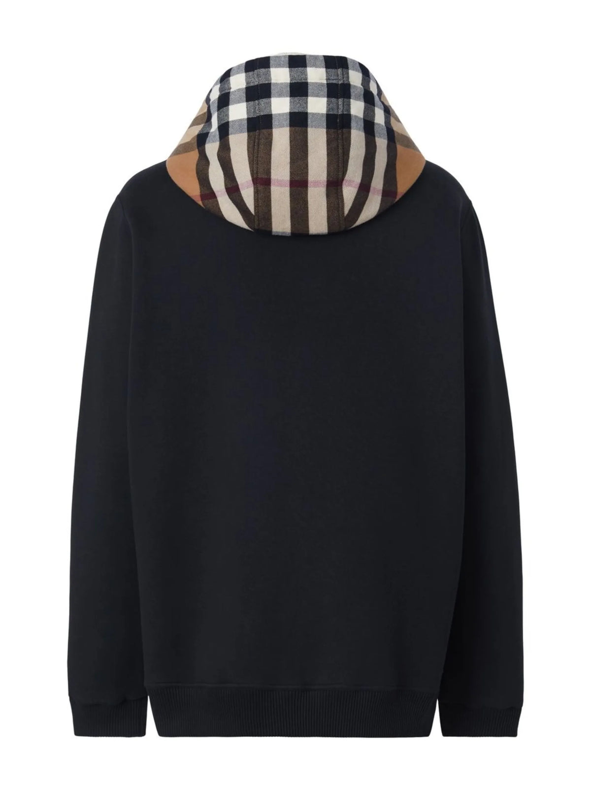 Check hood cotton zip hoodie