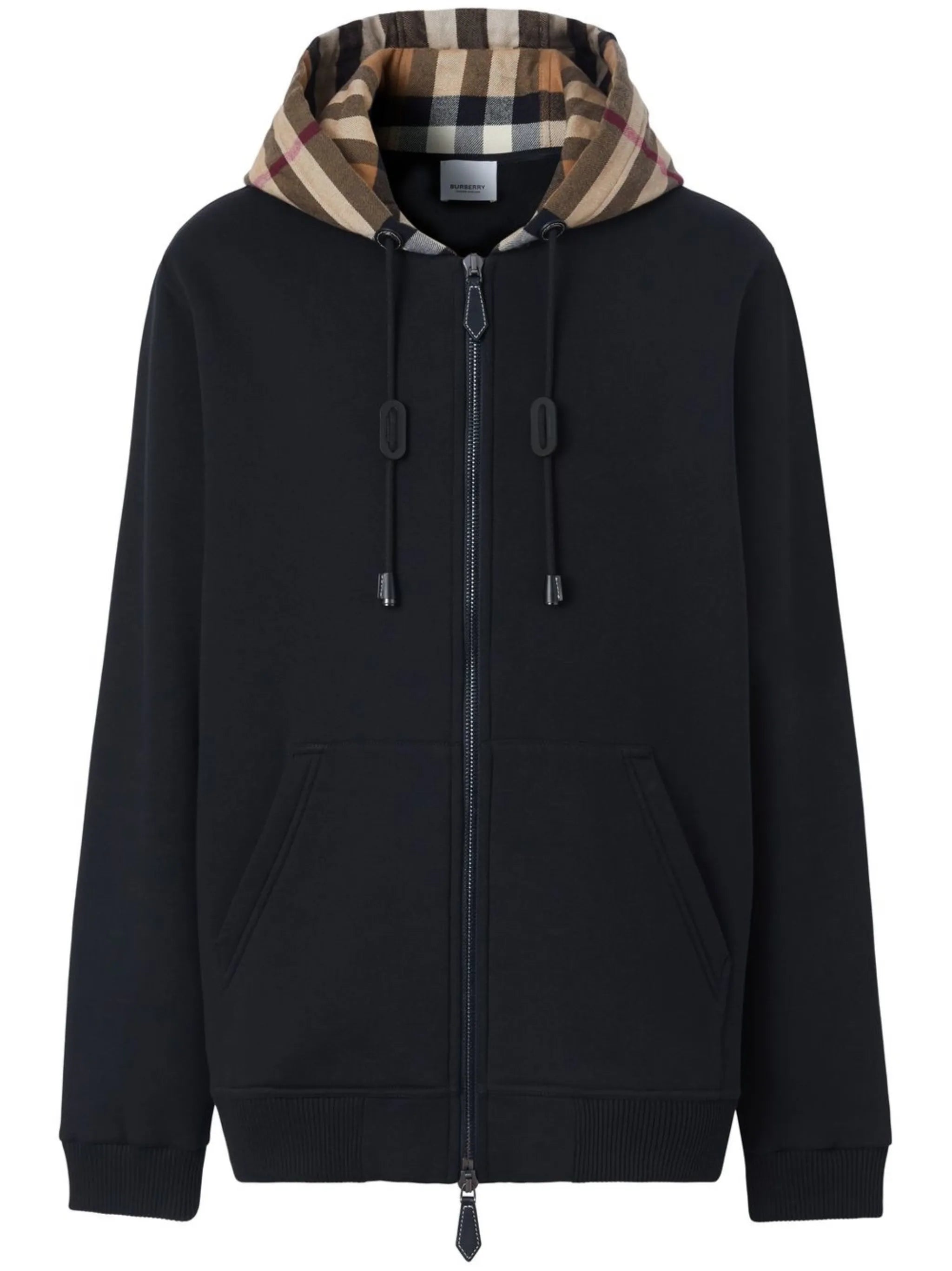 Check hood cotton zip hoodie