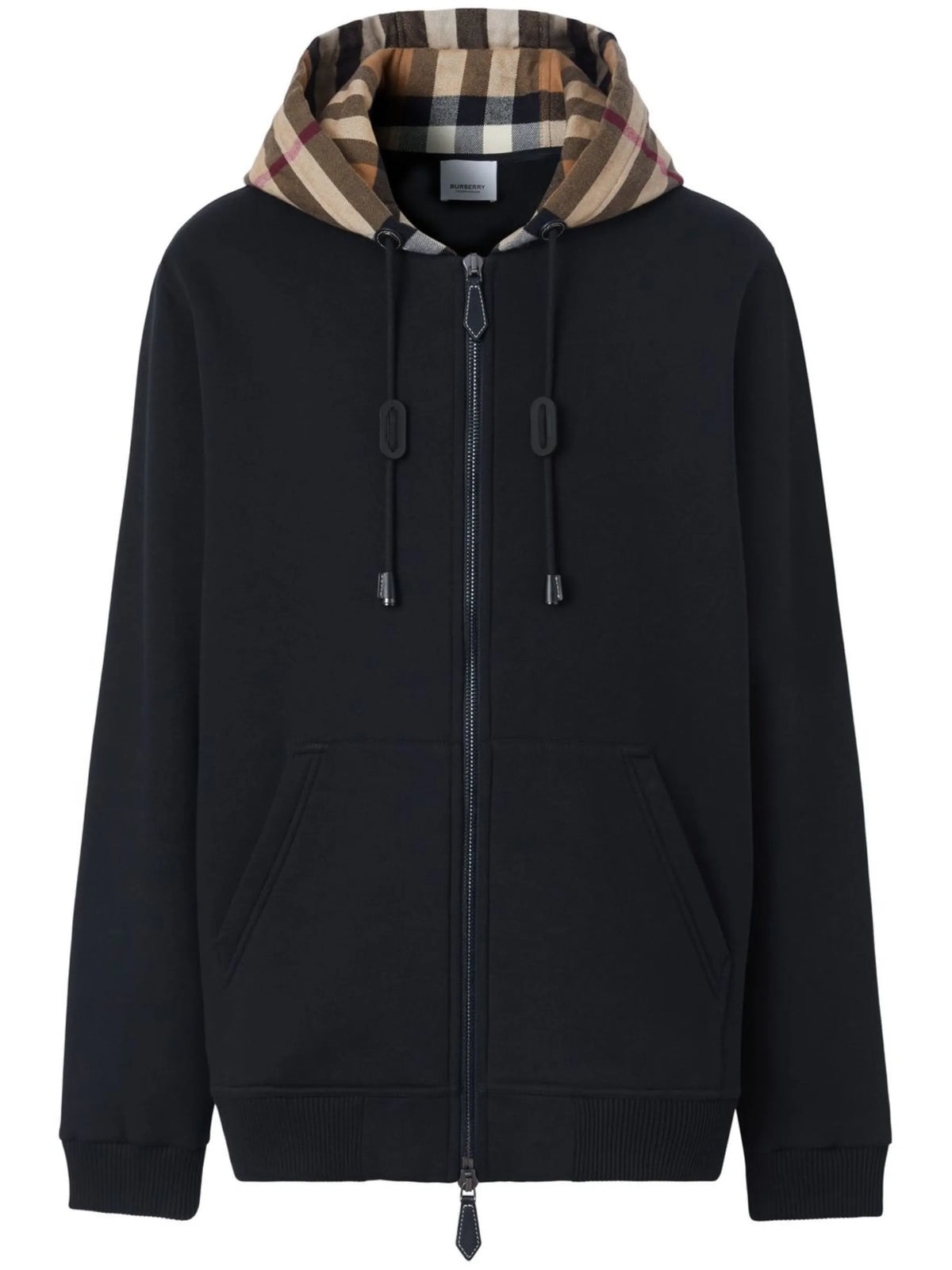 Check hood cotton zip hoodie
