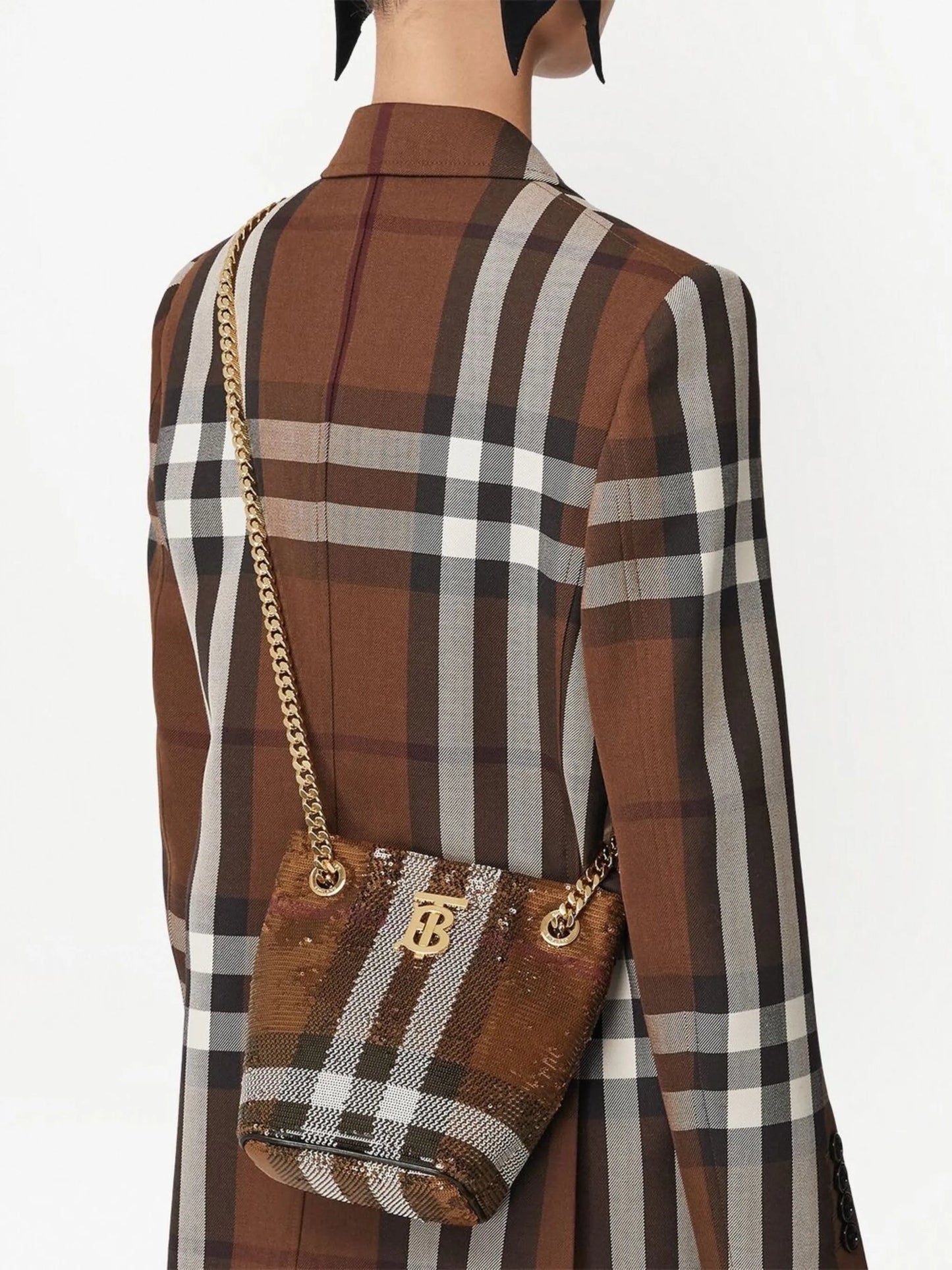 Mini sequinned check Lola bag