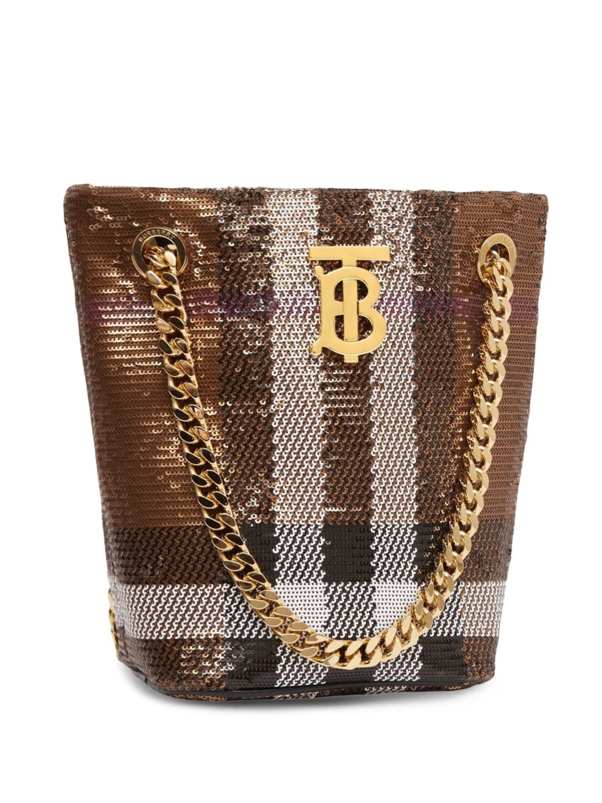 Mini sequinned check Lola bag