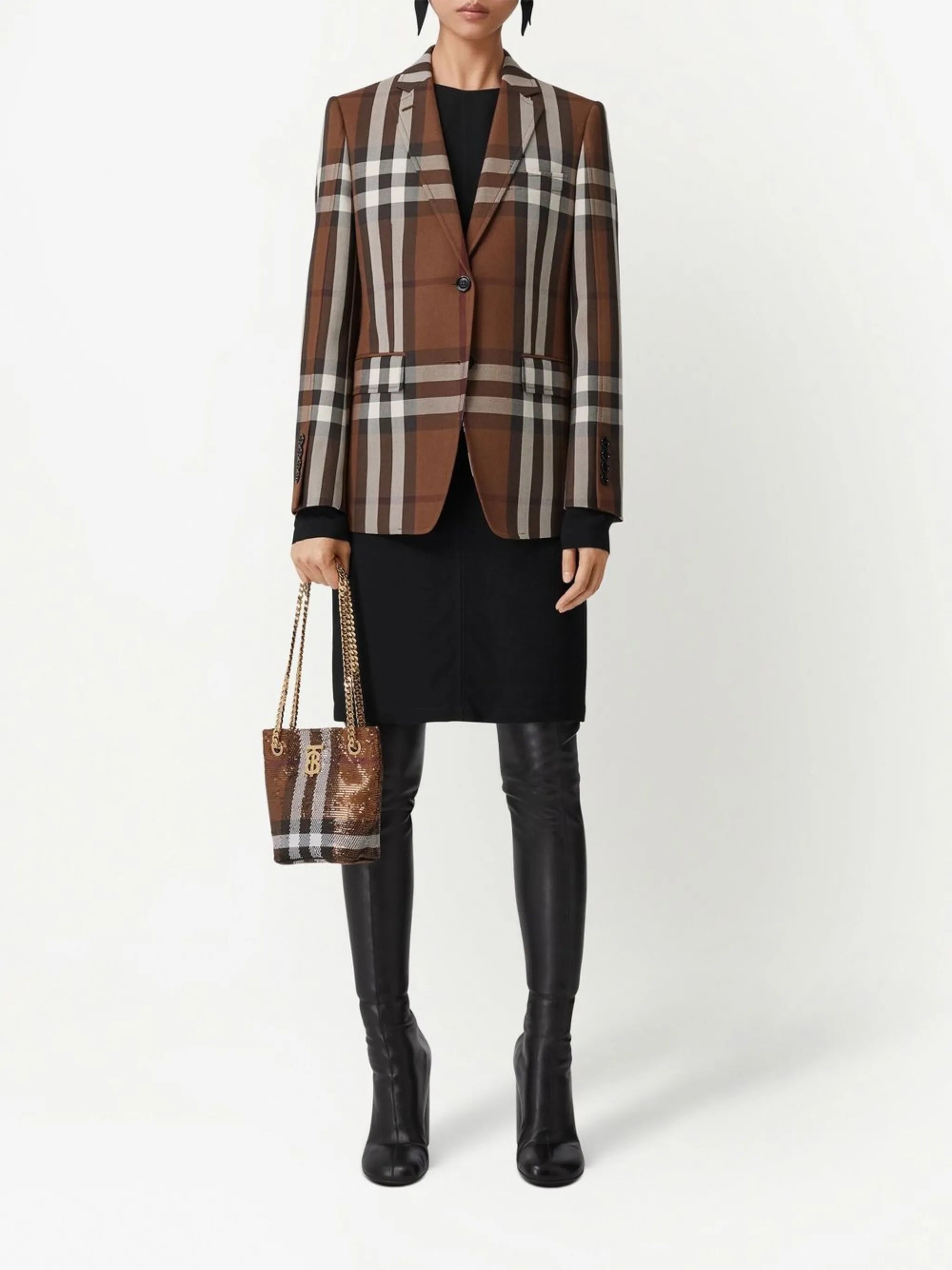 Mini sequinned check Lola bag