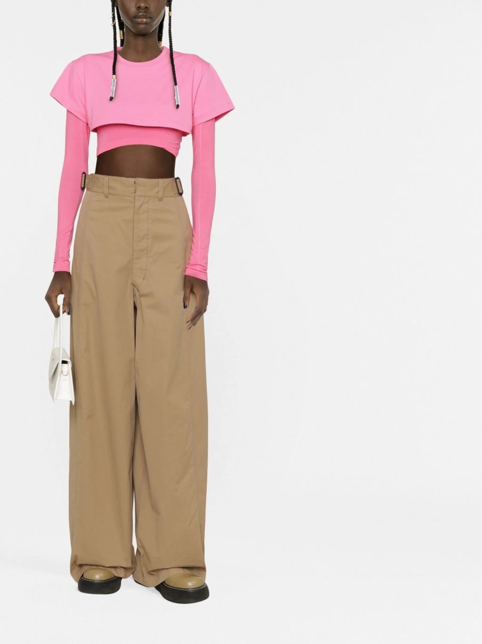 cropped long-sleeve top