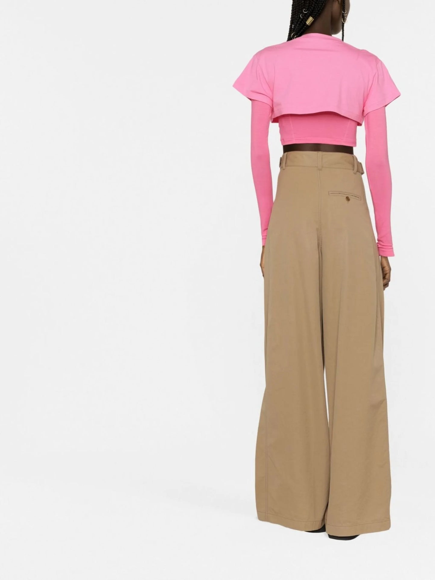 cropped long-sleeve top
