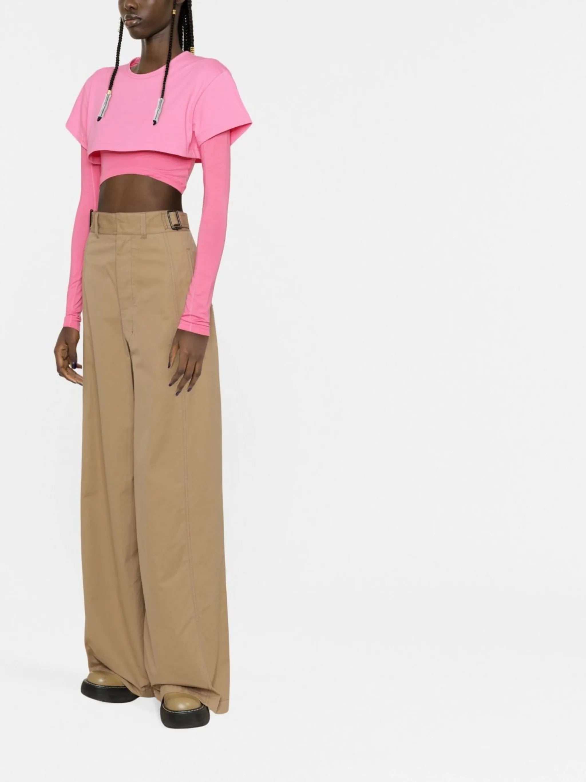 cropped long-sleeve top