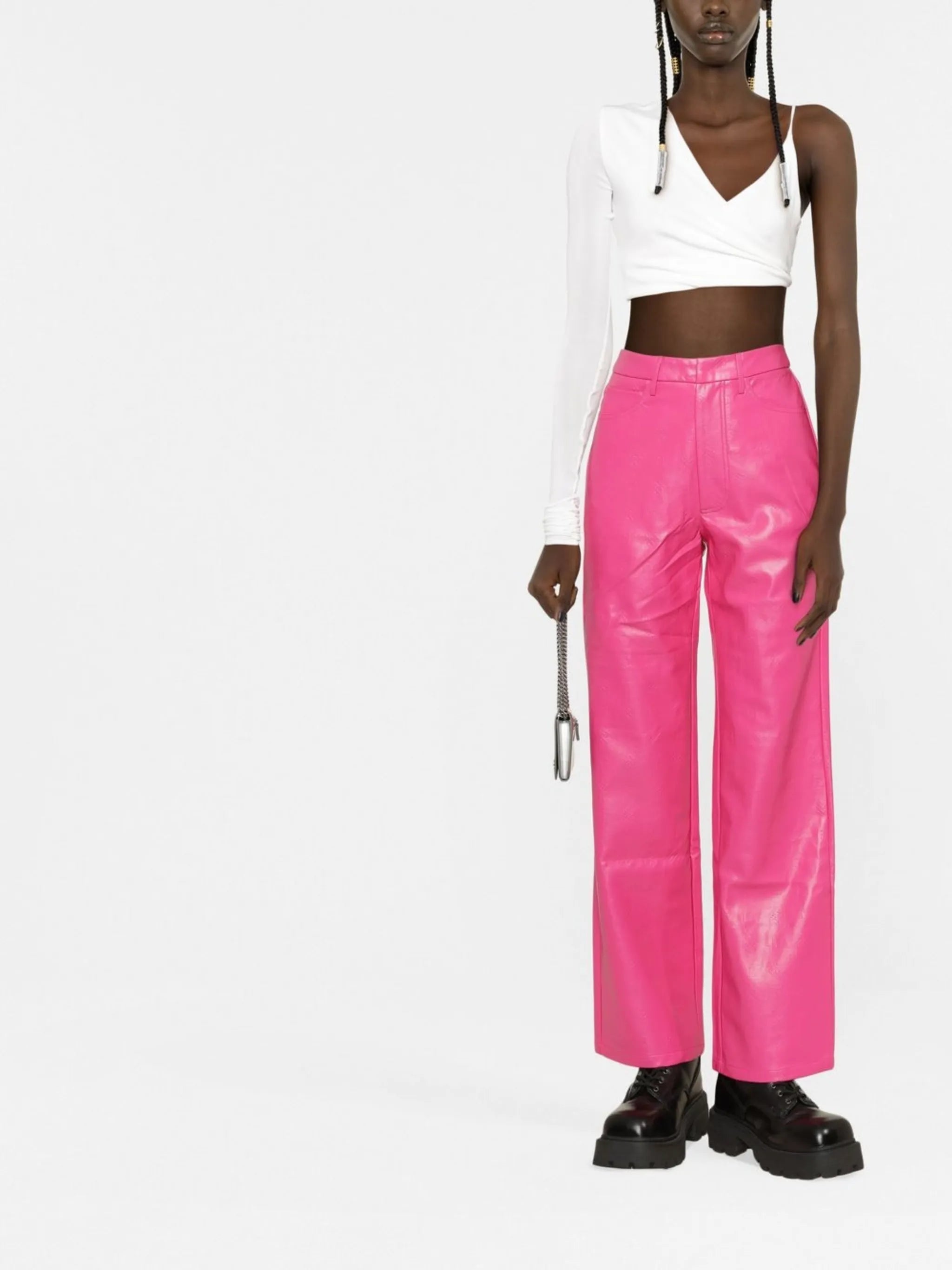 high-waisted wide-leg trousers