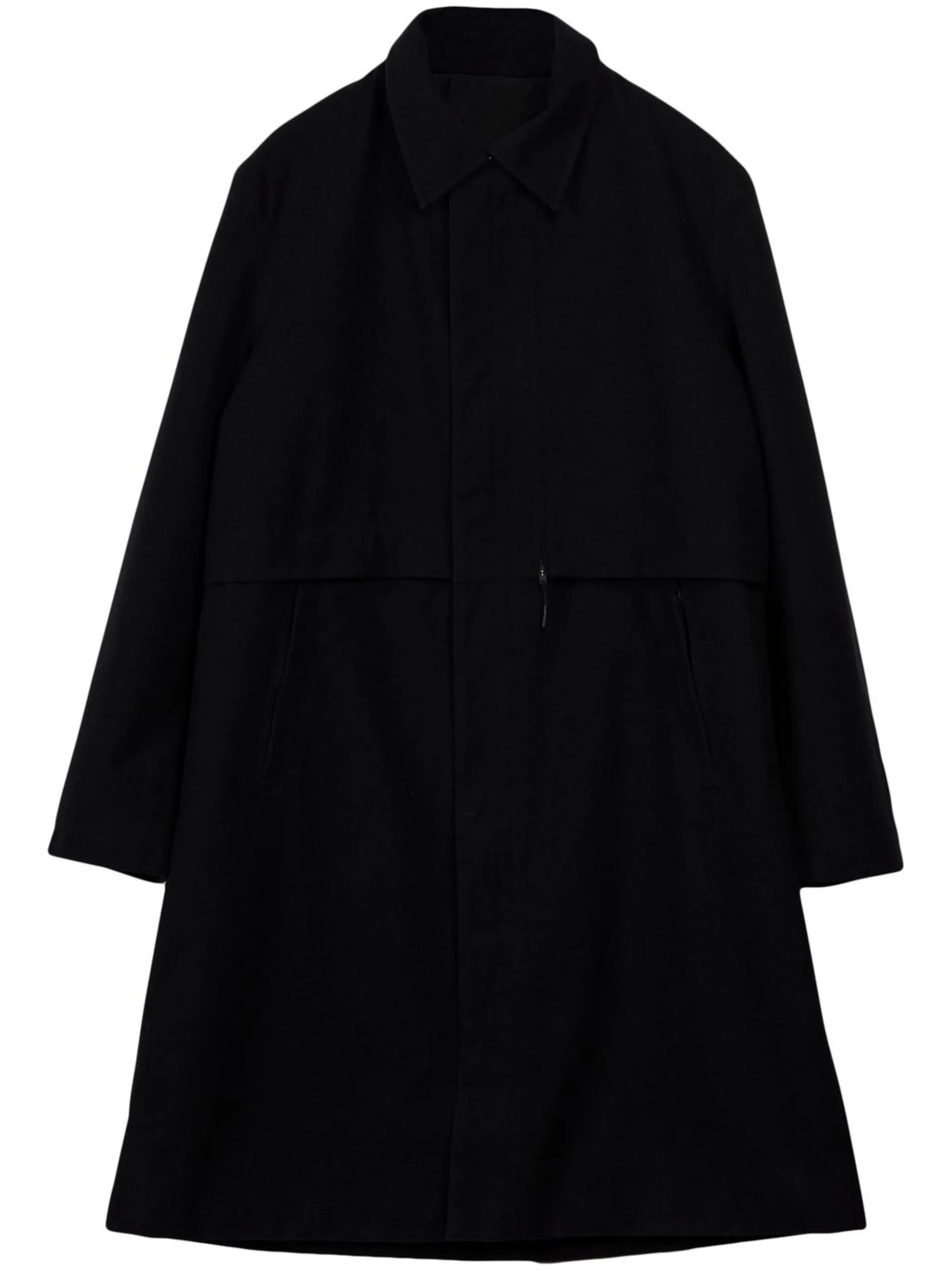 pointed-collar single-breasted coat