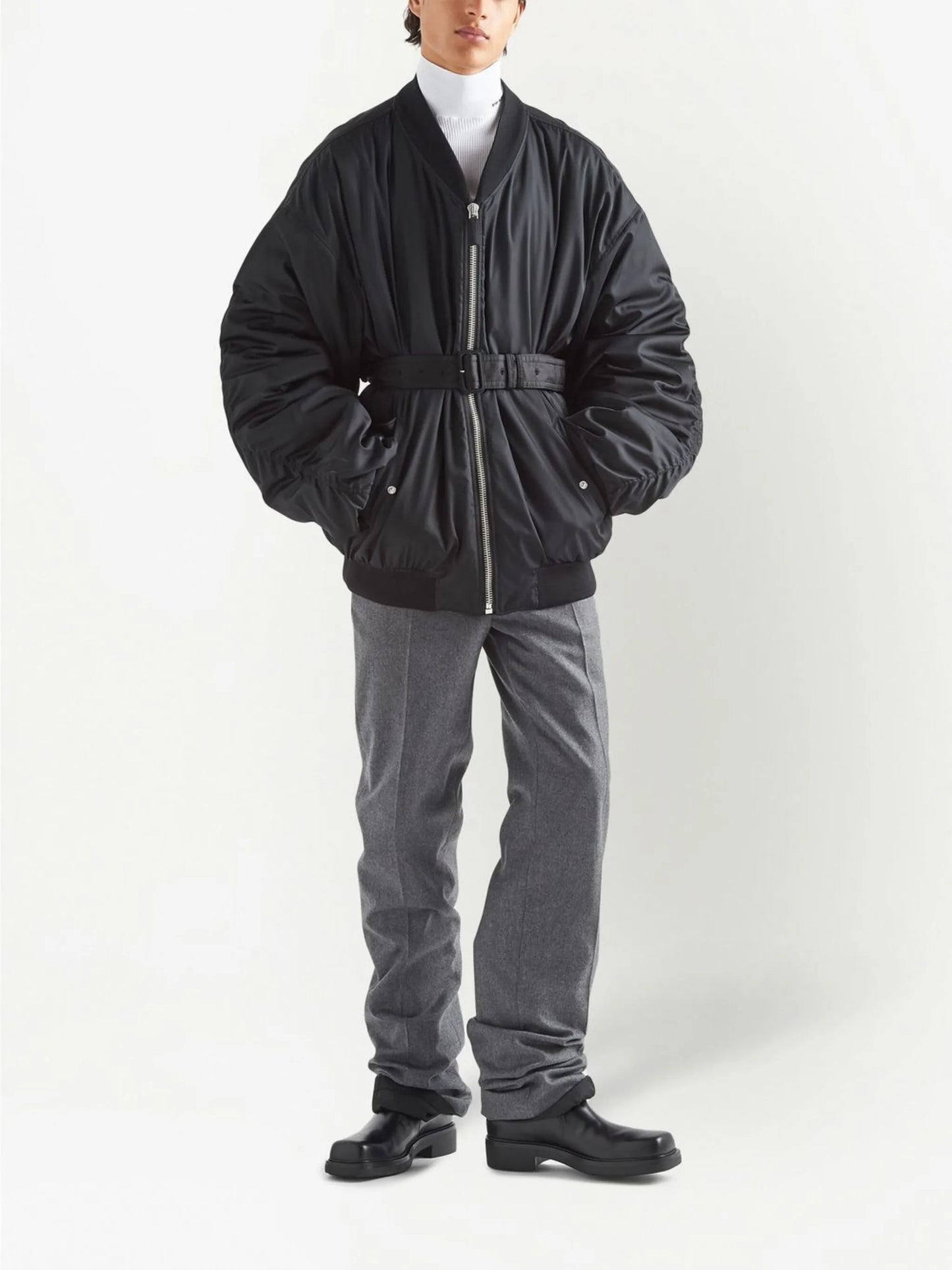 zip-fastening bomber jacket