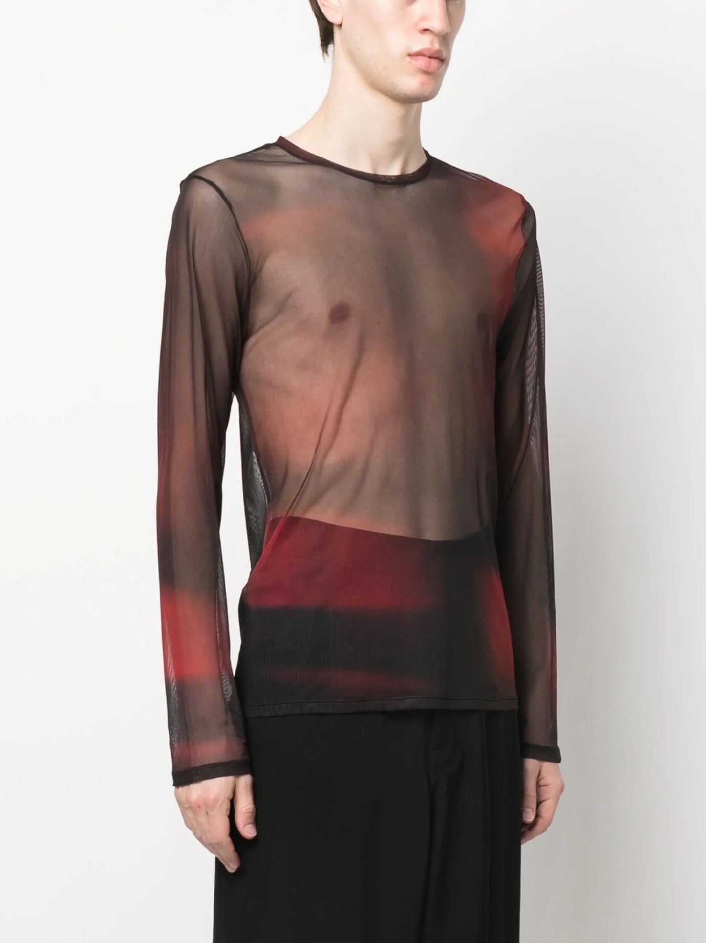mesh long-sleeve T-shirt