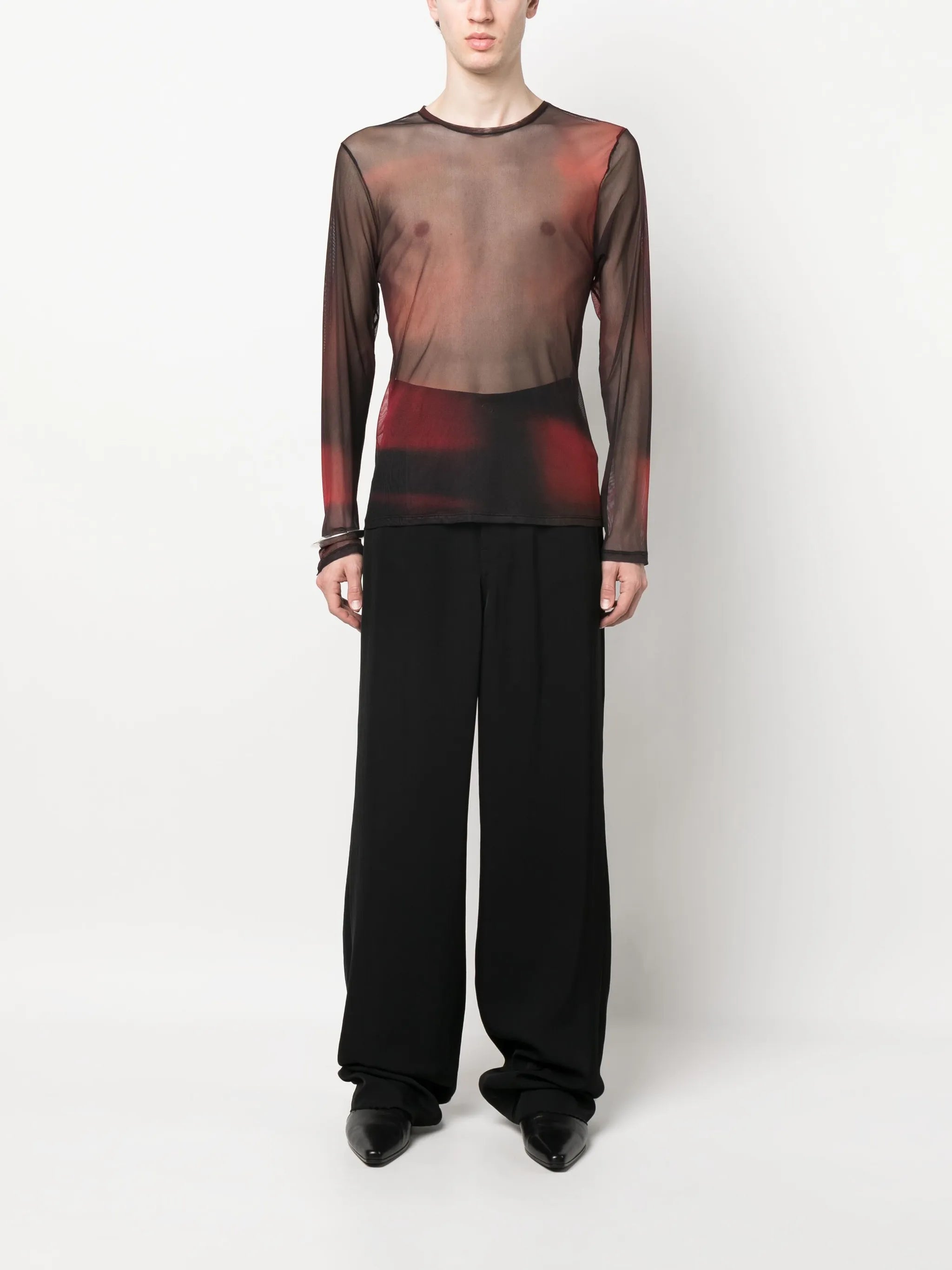 mesh long-sleeve T-shirt