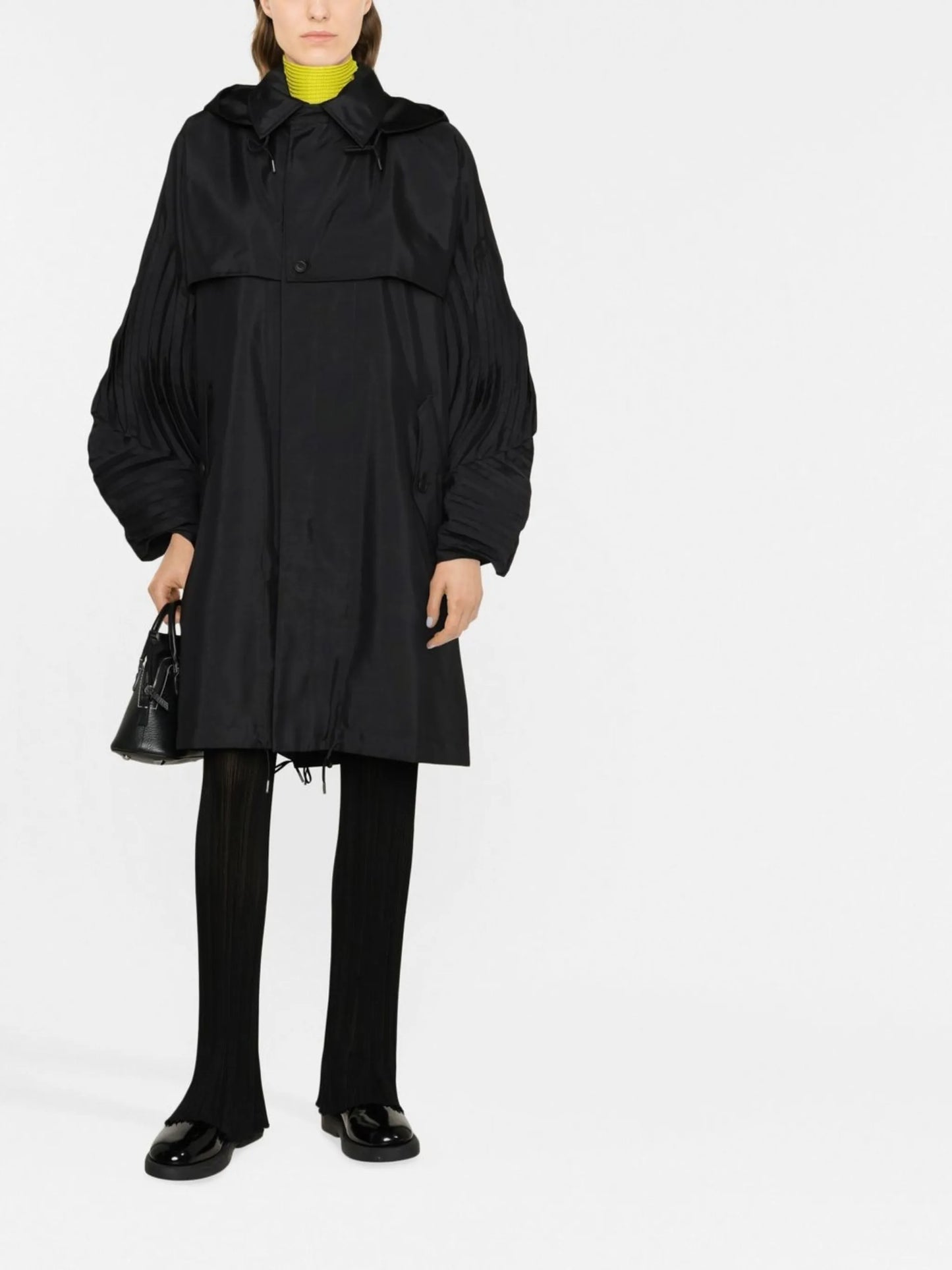 pleated-sleeve rain coat