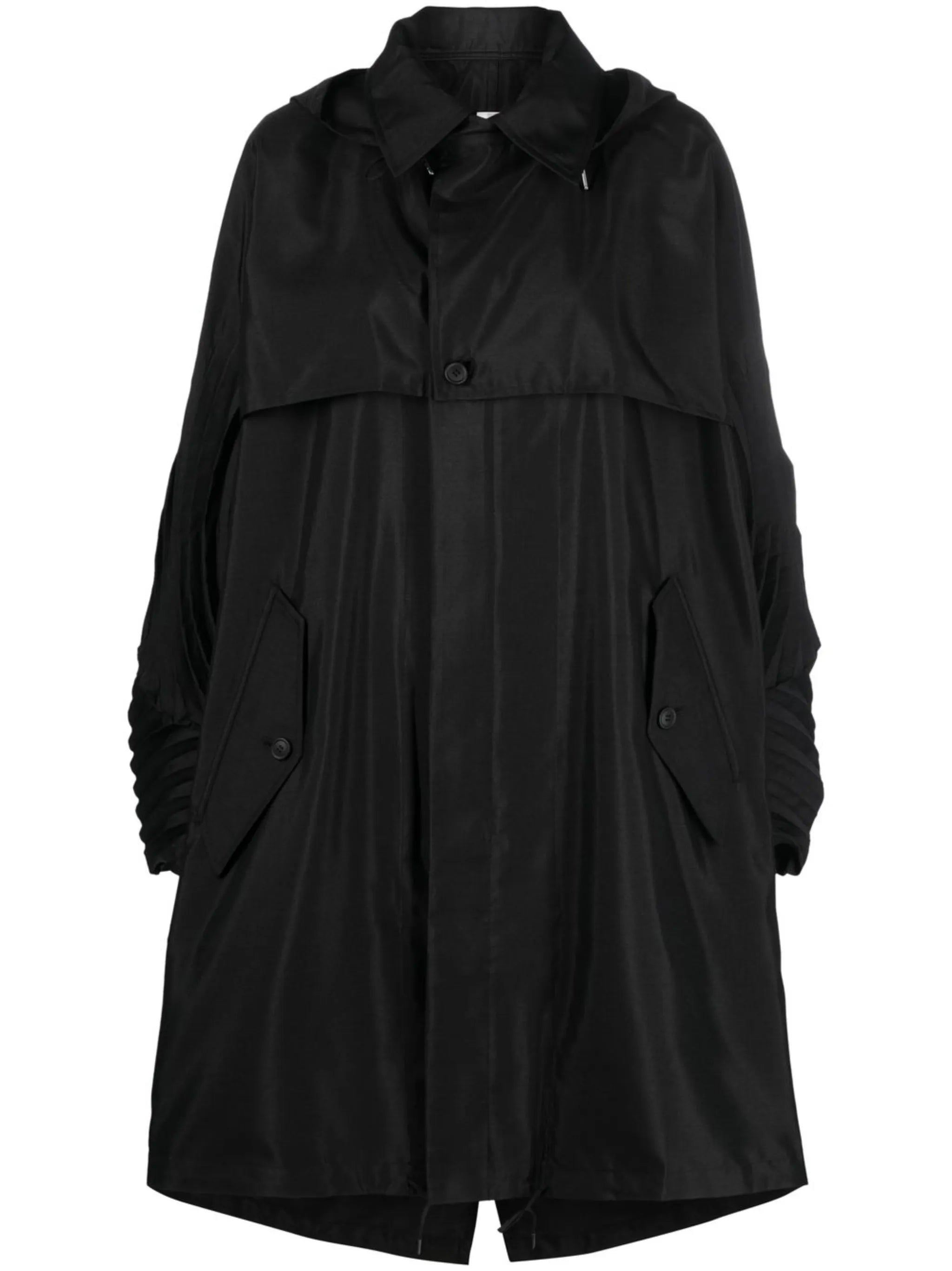 pleated-sleeve rain coat