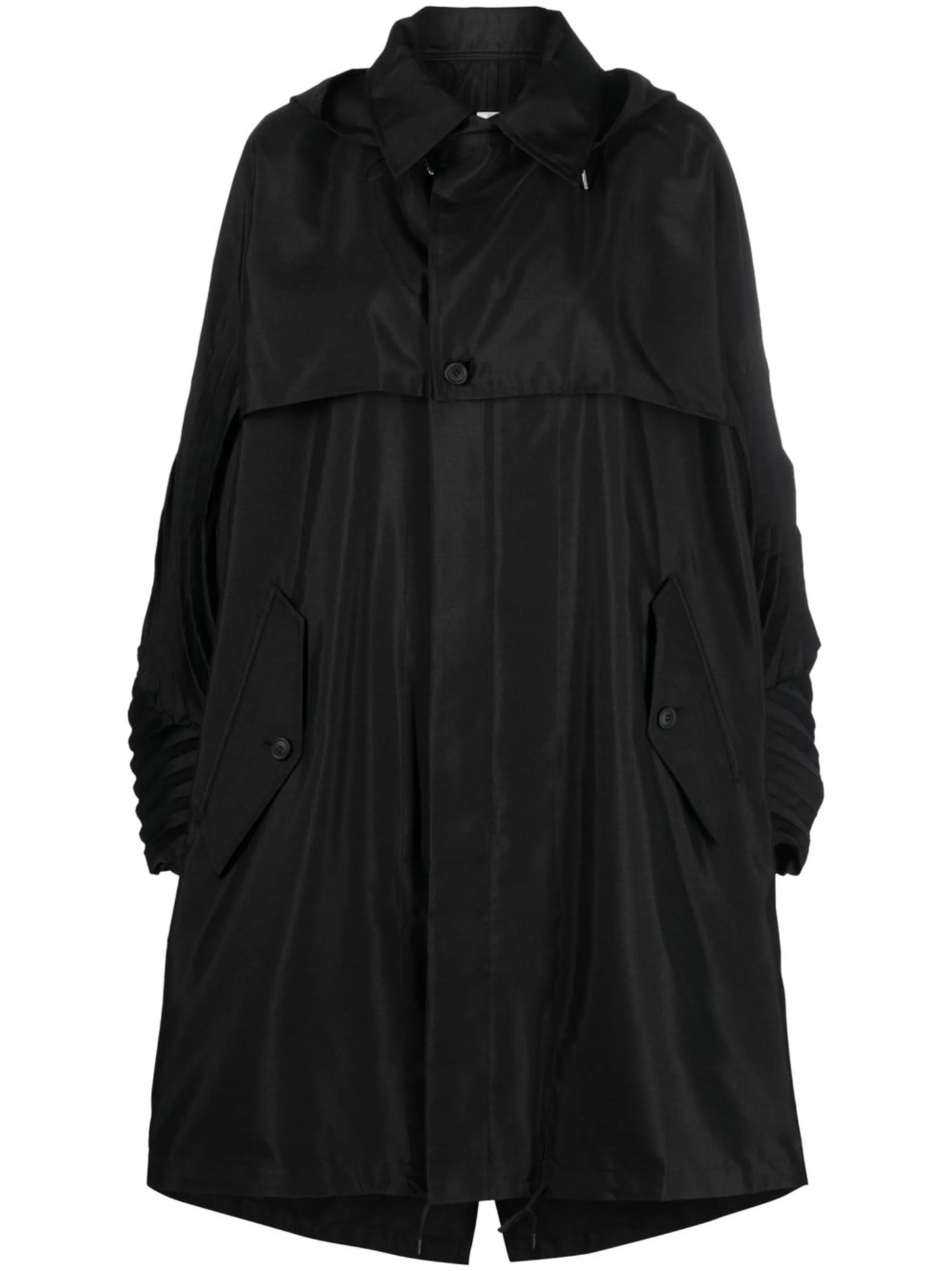 pleated-sleeve rain coat
