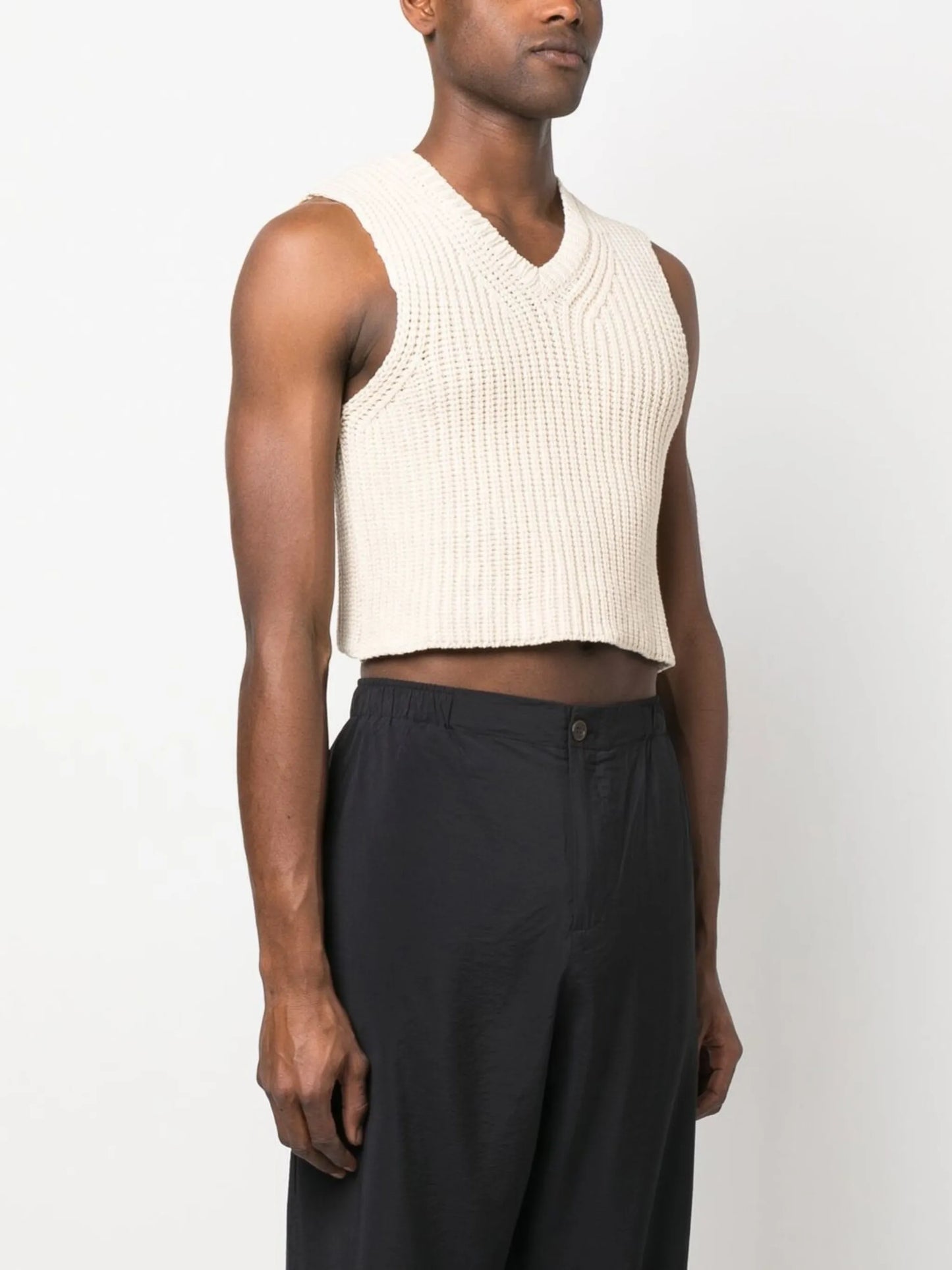 ribbed-knit cropped vest