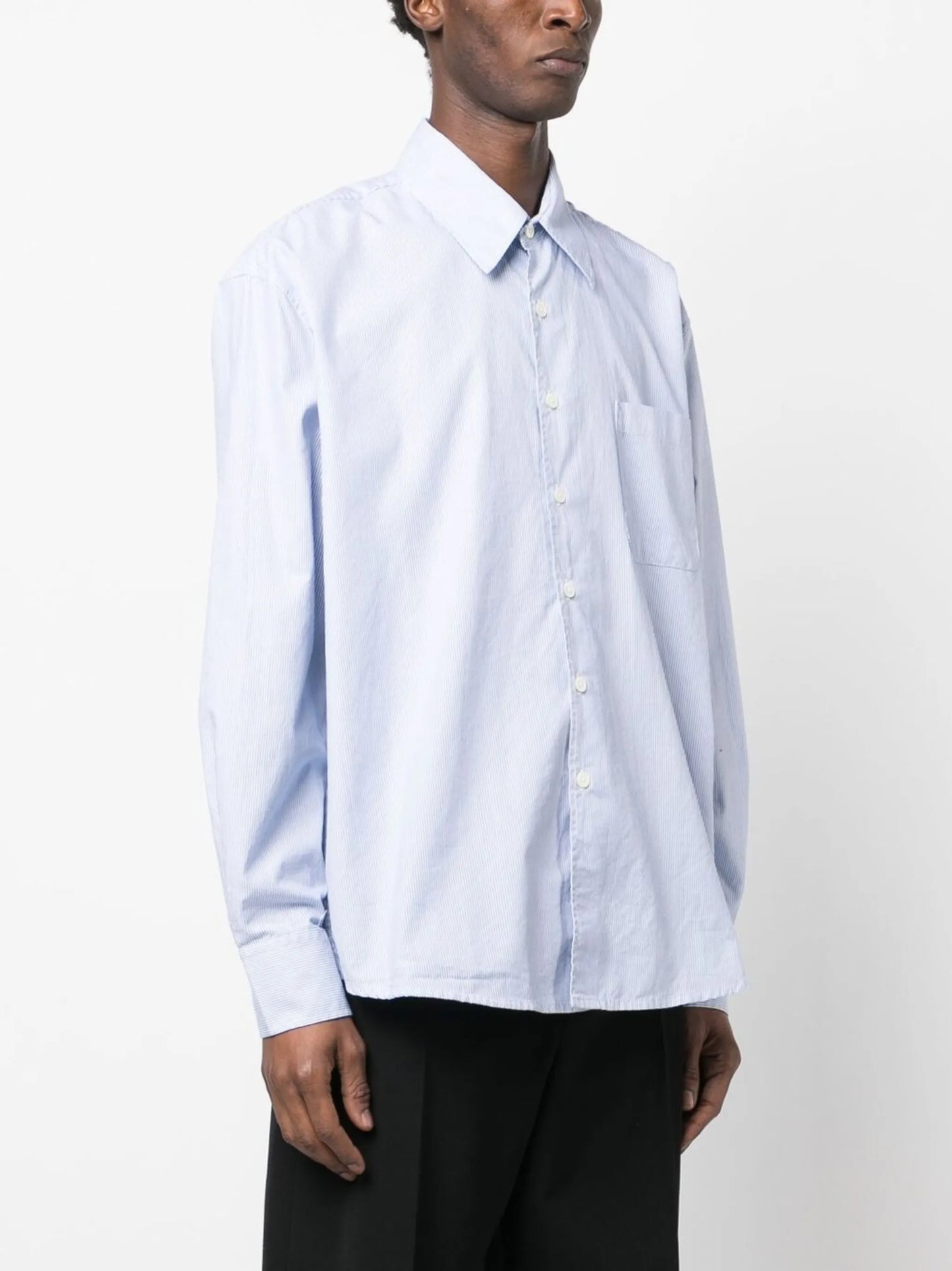 Above striped shirt