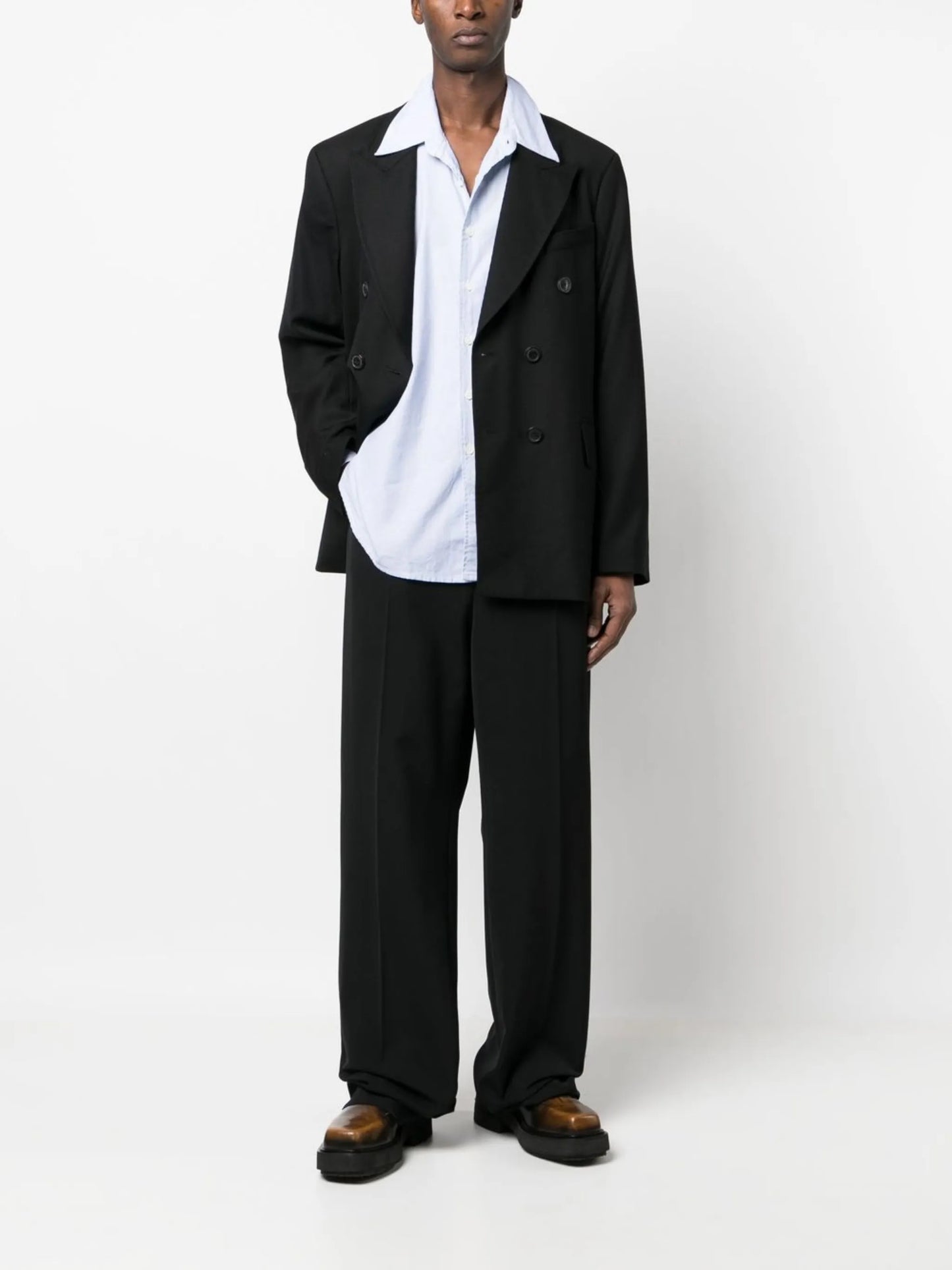 Above striped shirt