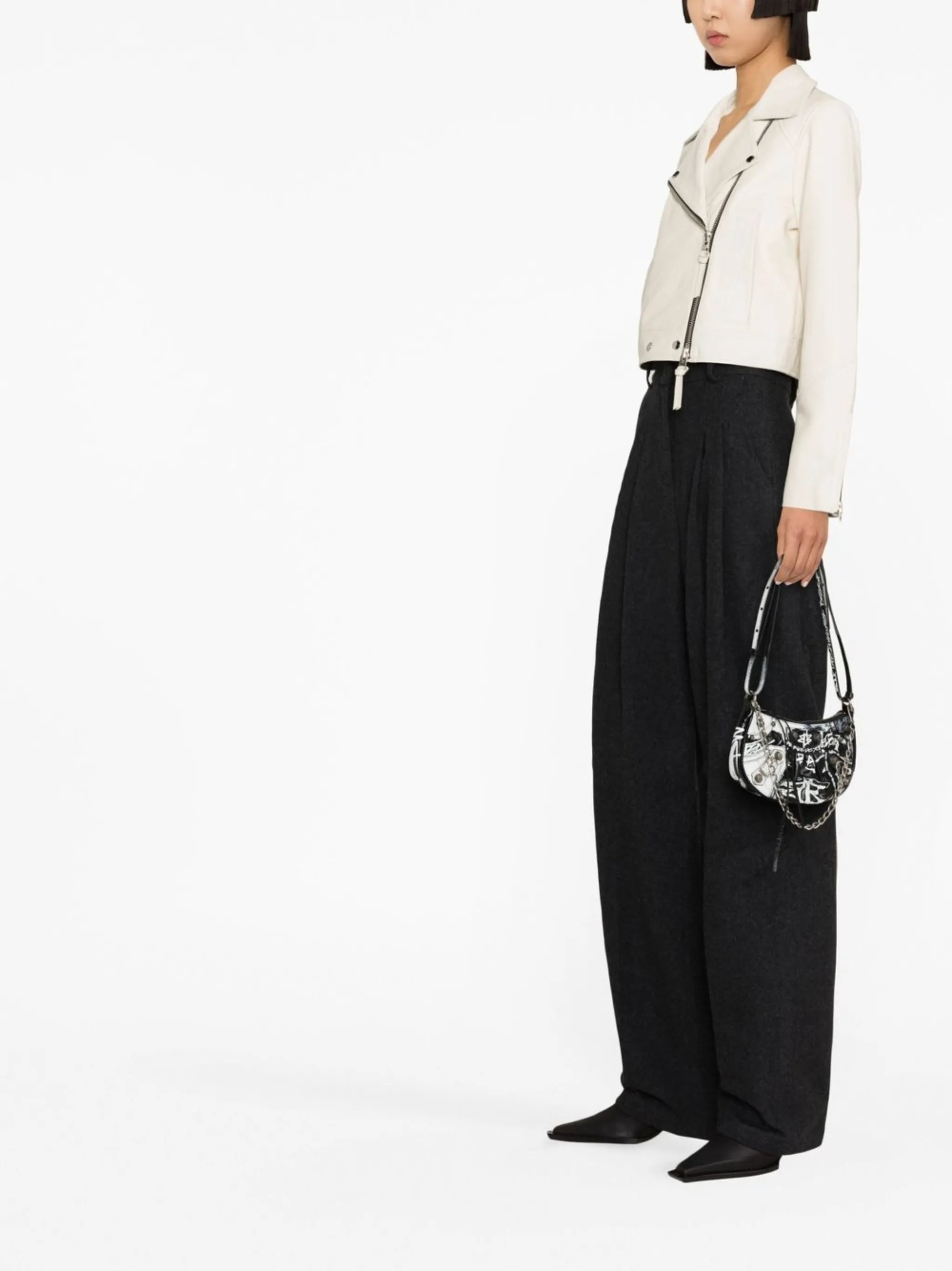 zip-fastening biker jacket
