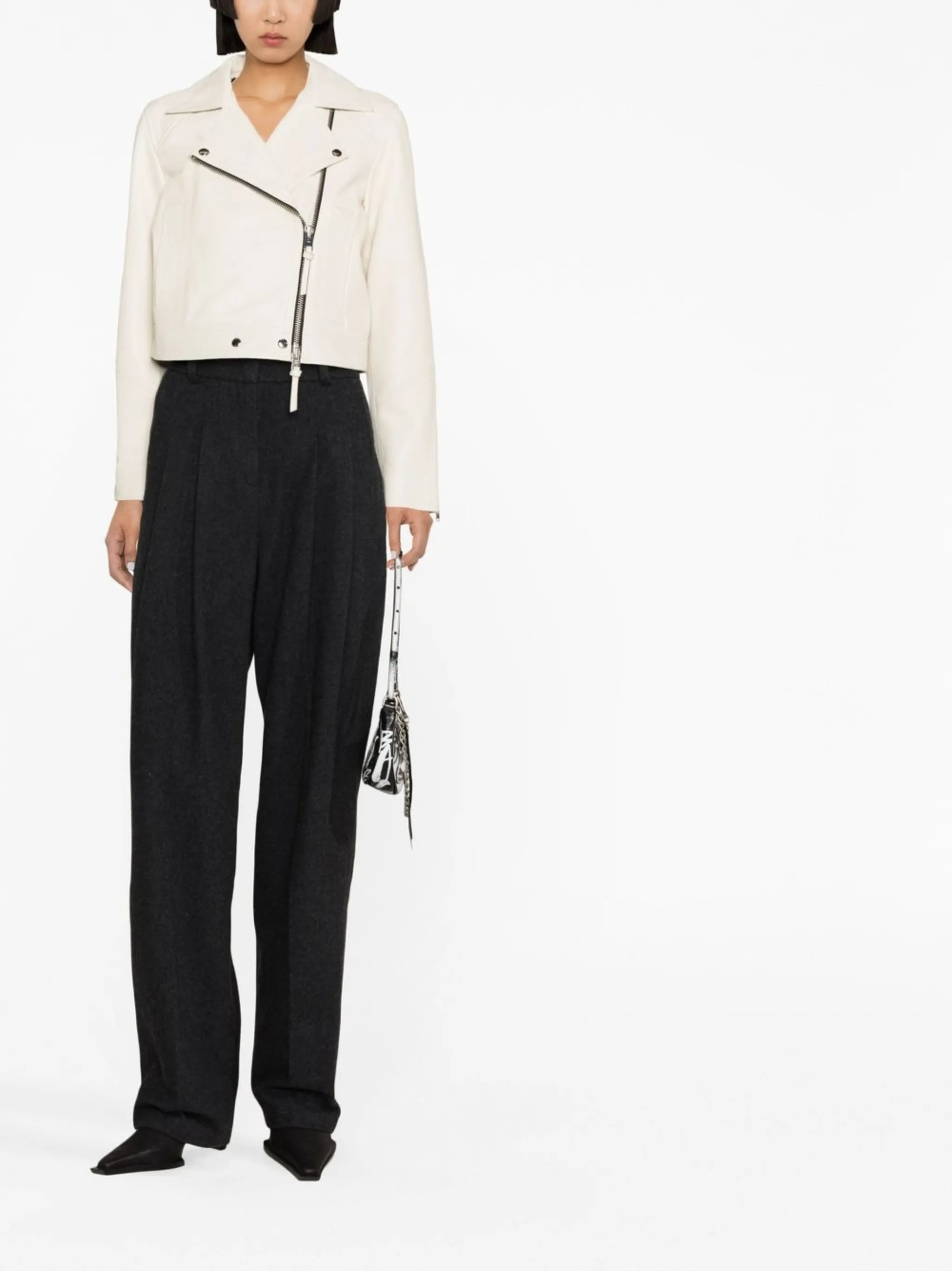 zip-fastening biker jacket