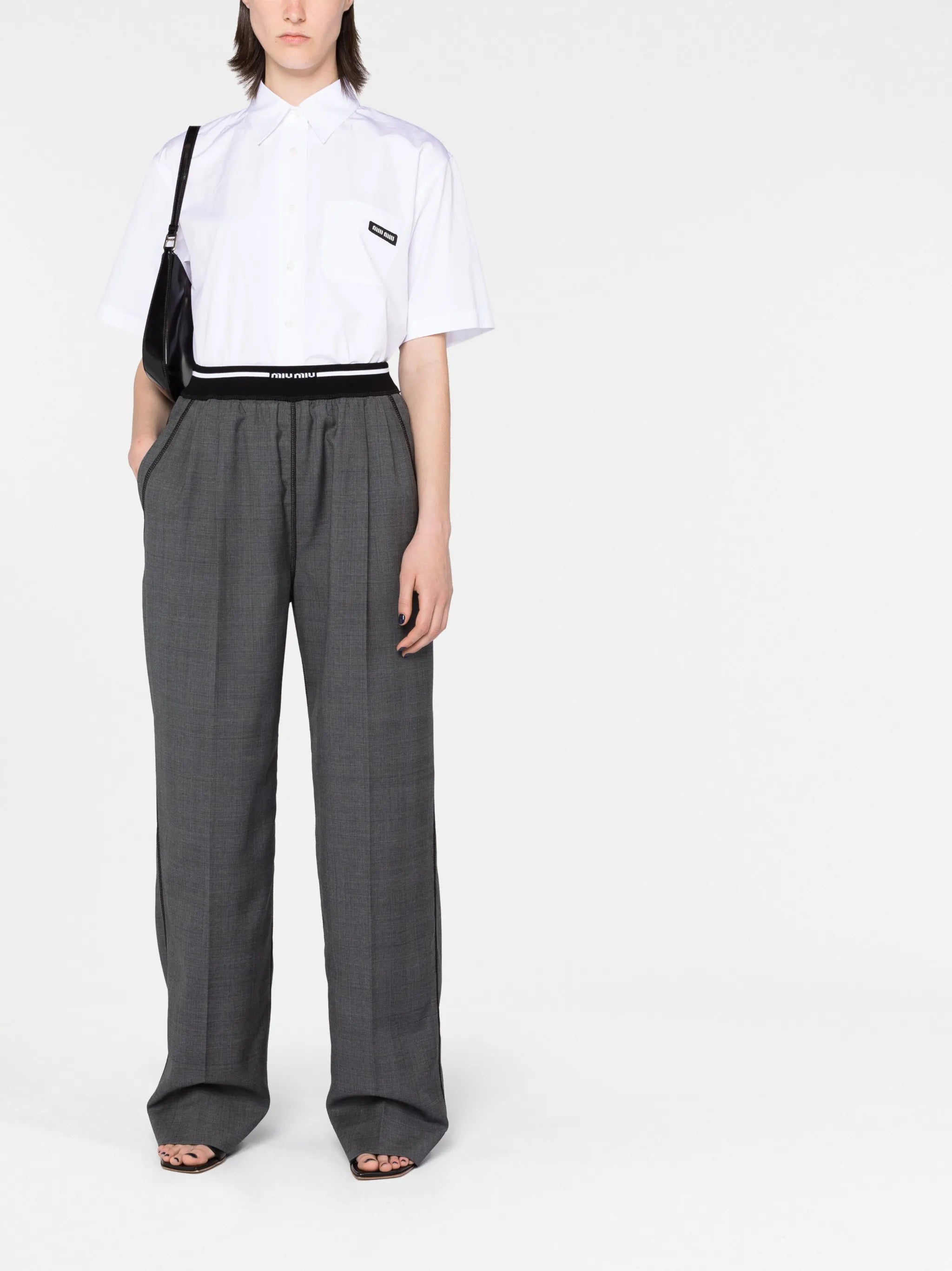logo-waistband wool trousers