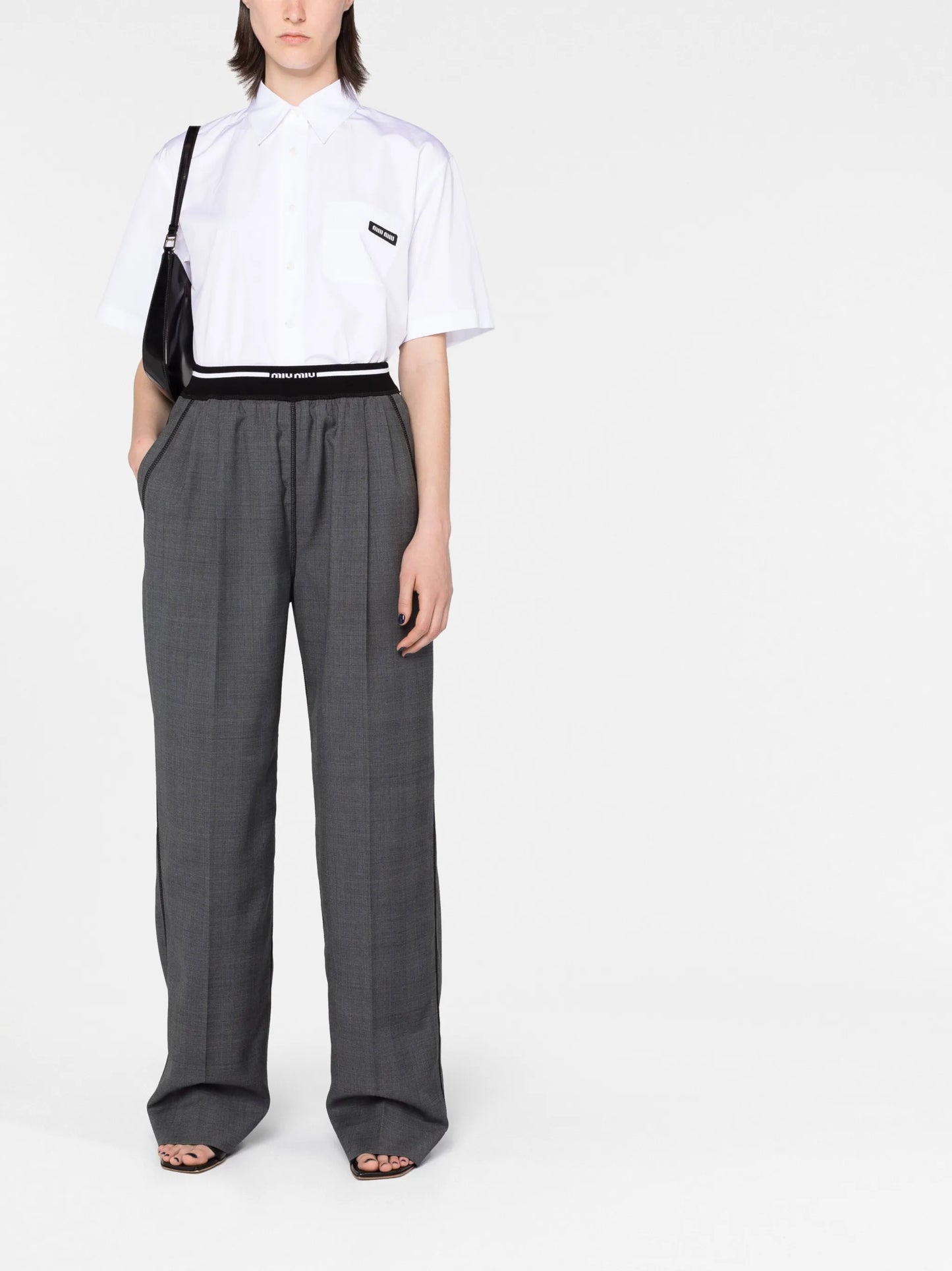 logo-waistband wool trousers