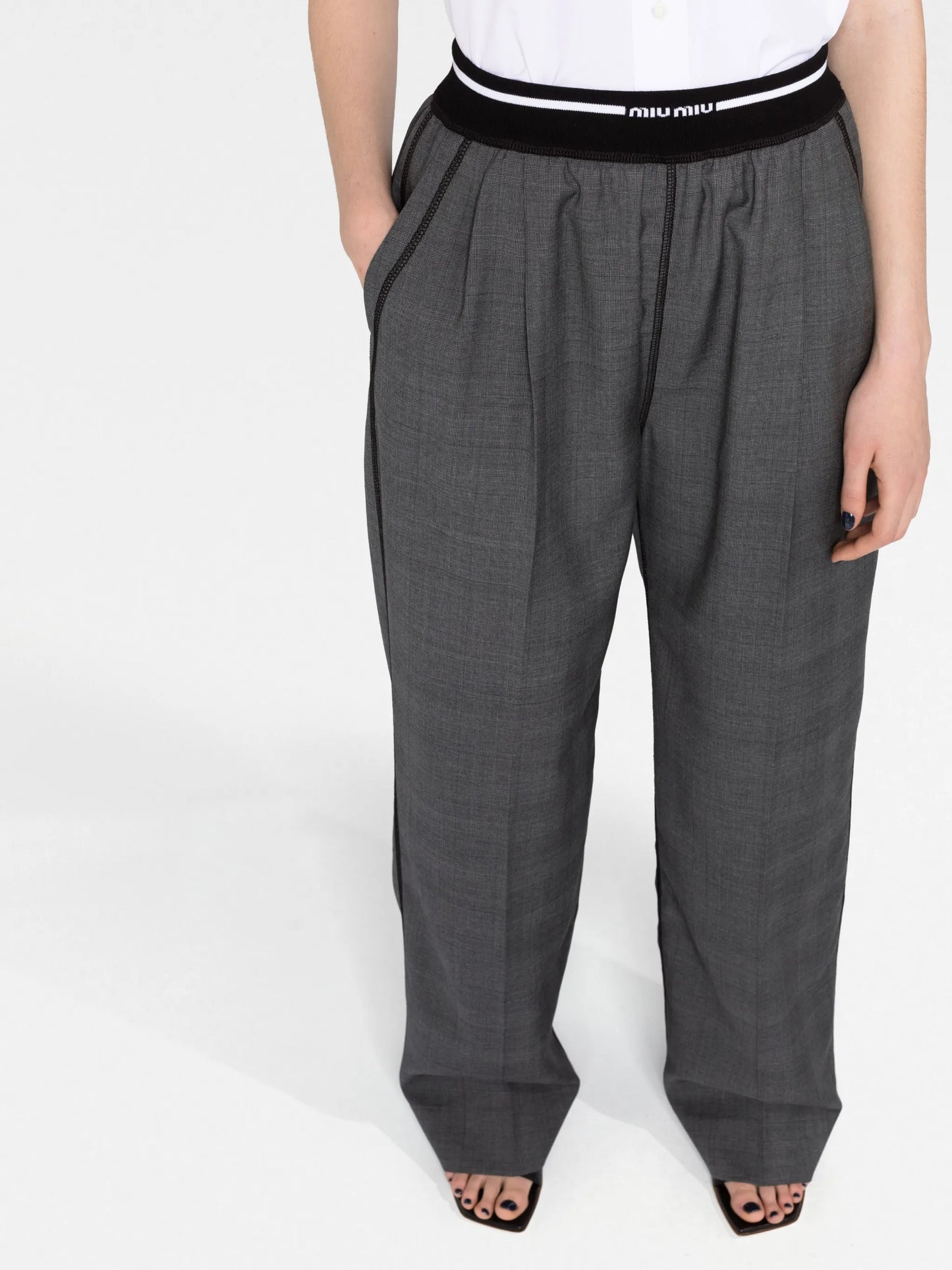 logo-waistband wool trousers