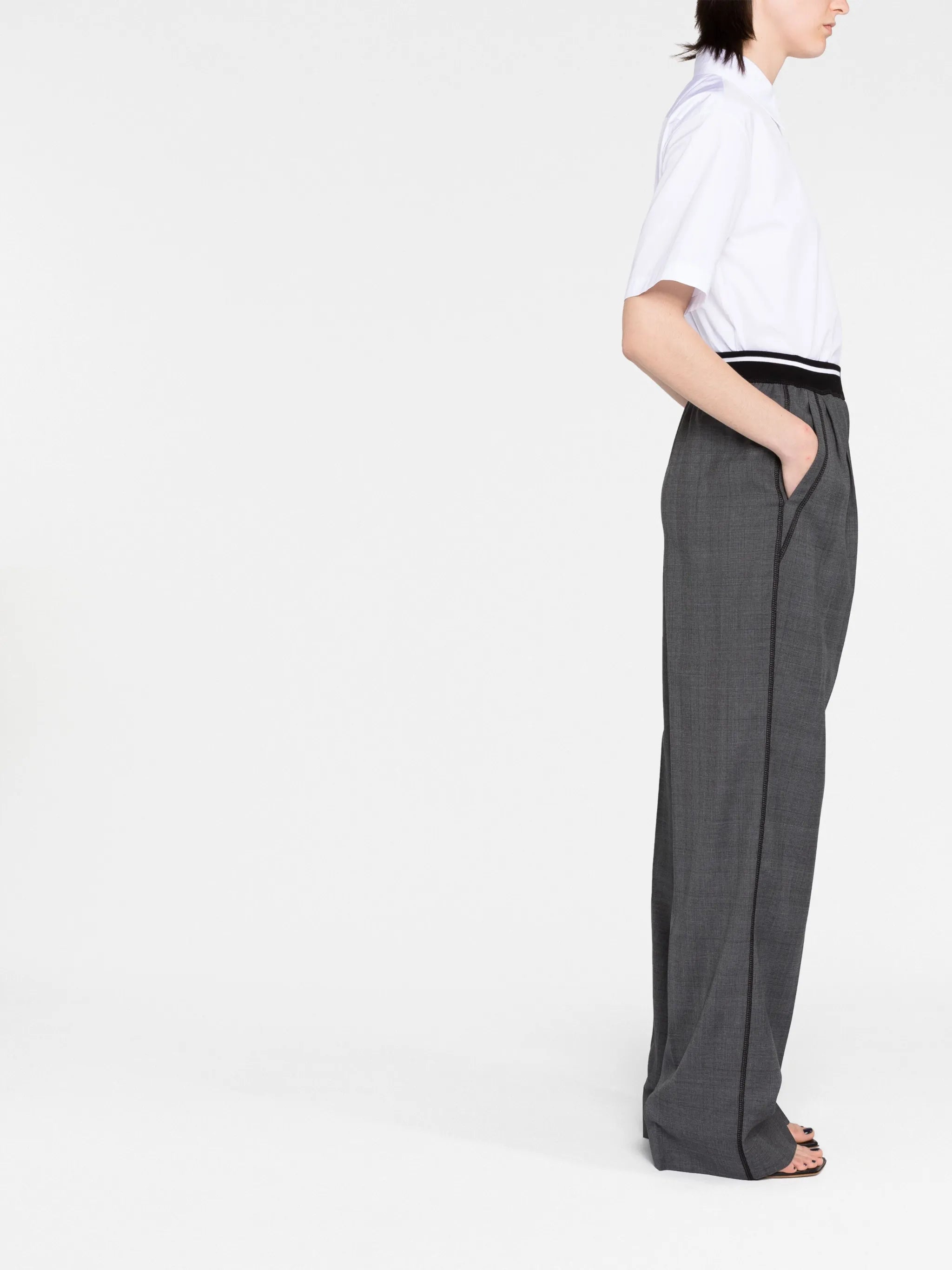 logo-waistband wool trousers