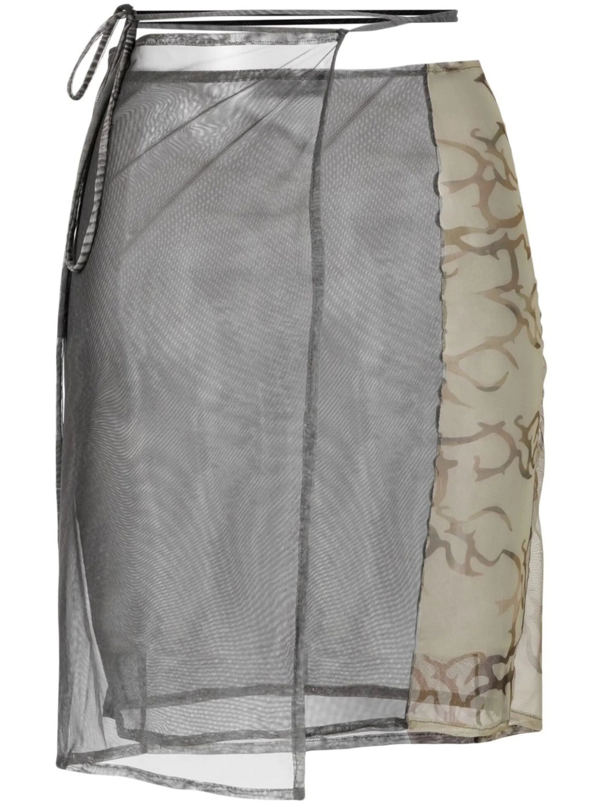 wrap-style sheer miniskirt