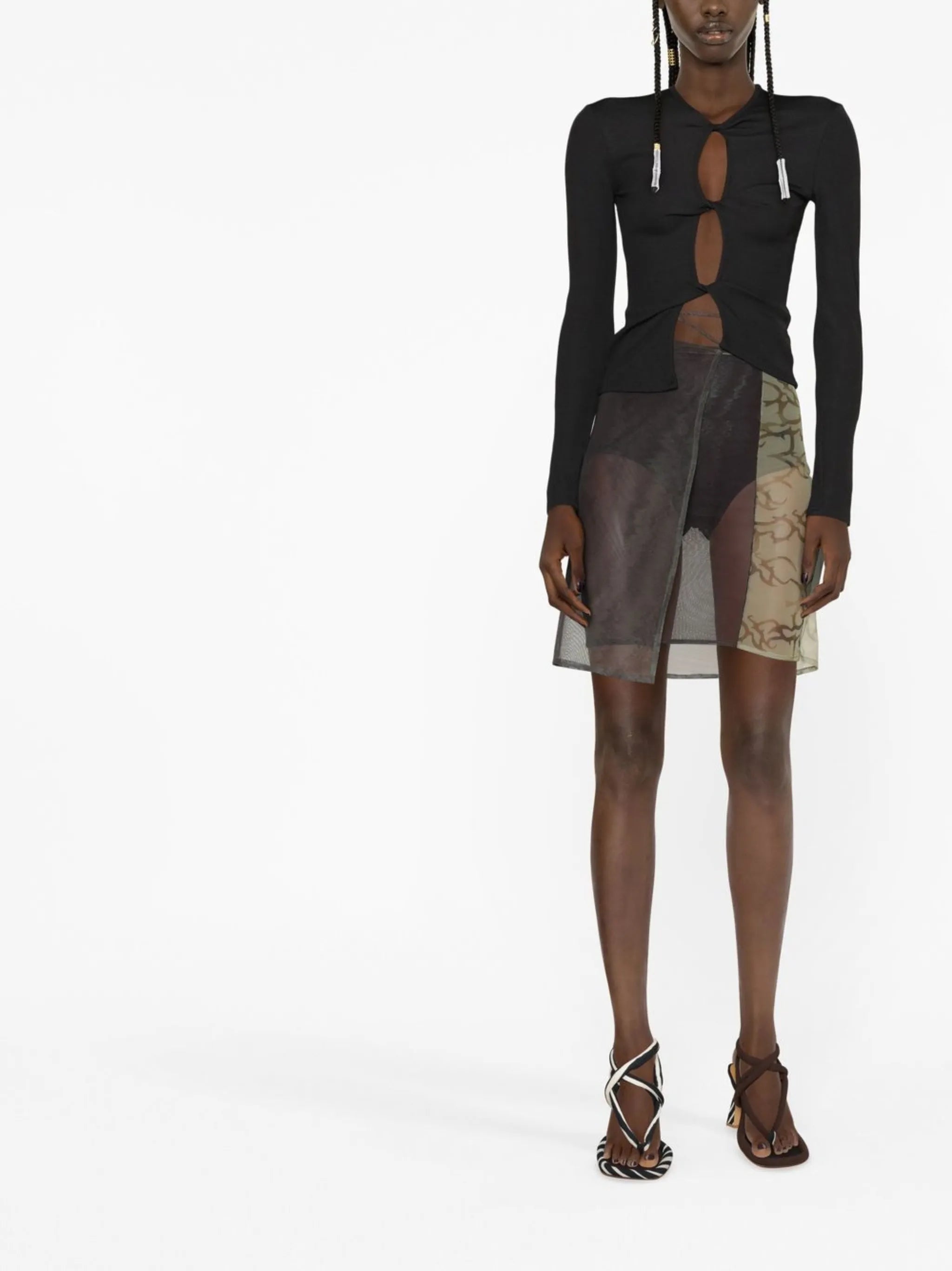 wrap-style sheer miniskirt
