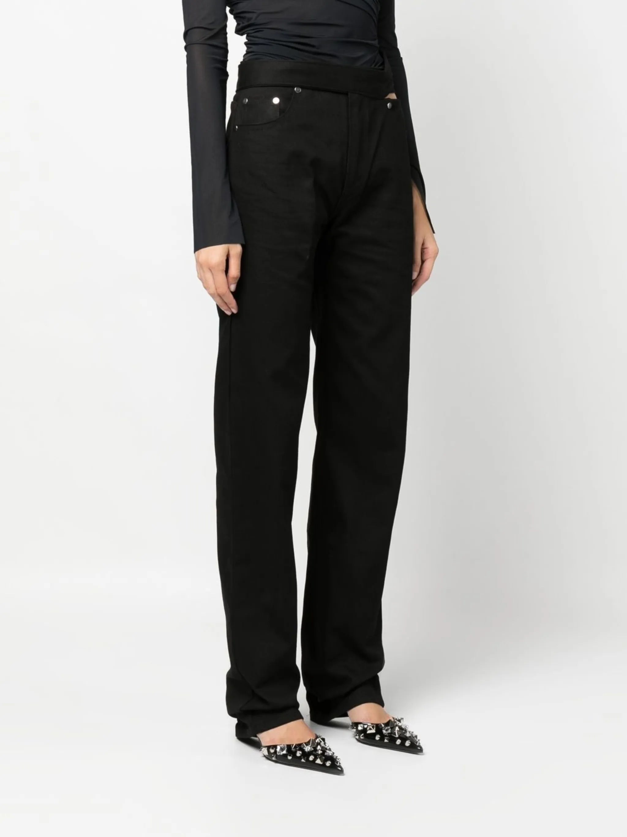 cut-out detail straight trousers
