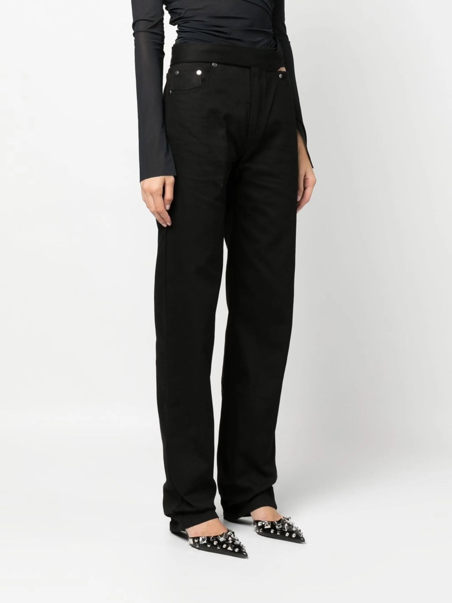 cut-out detail straight trousers