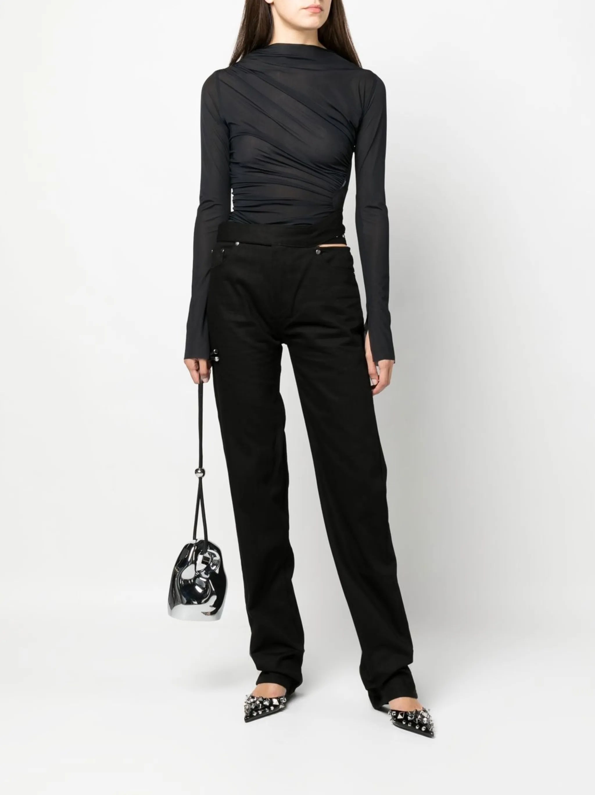 cut-out detail straight trousers
