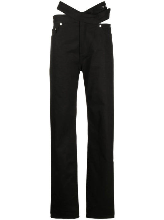 cut-out detail straight trousers