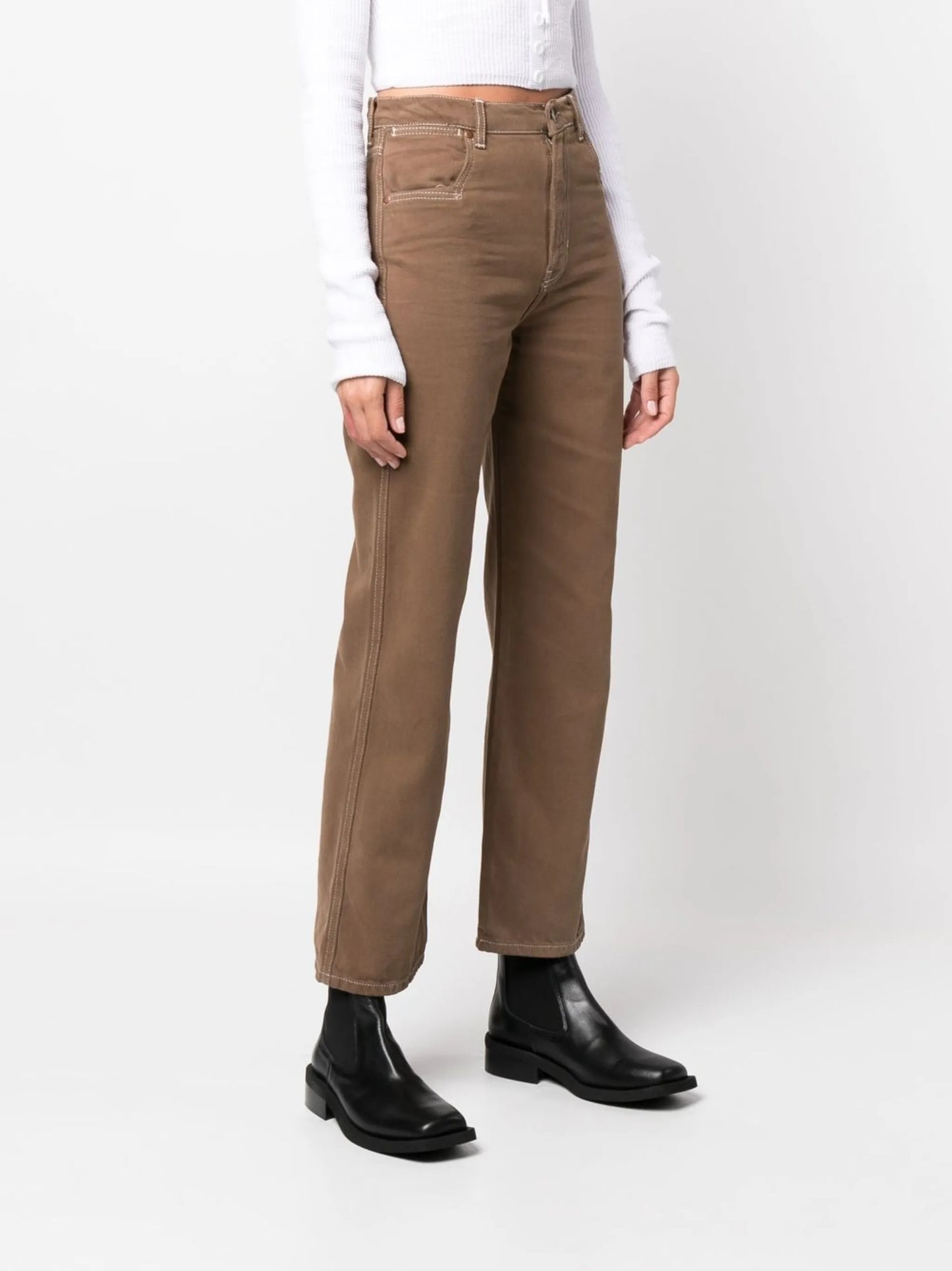 high-rise straight-leg jeans