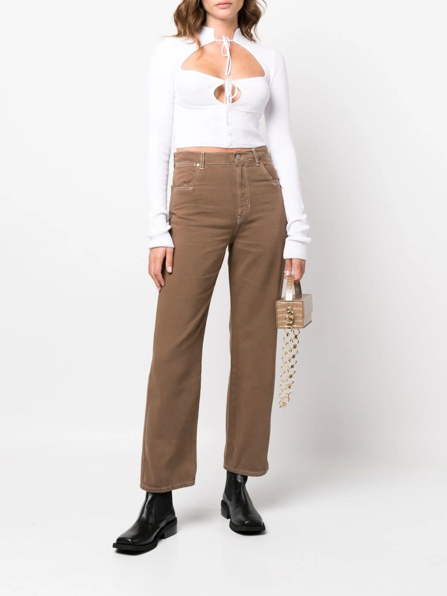 high-rise straight-leg jeans