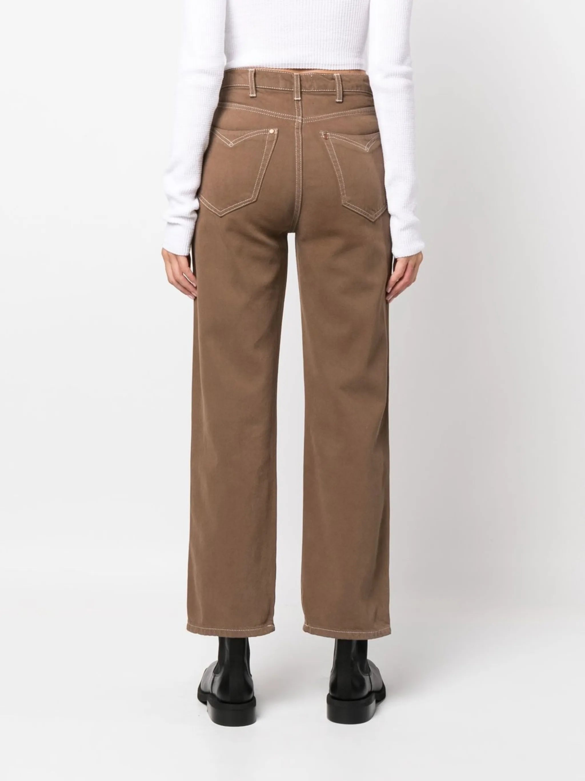 high-rise straight-leg jeans