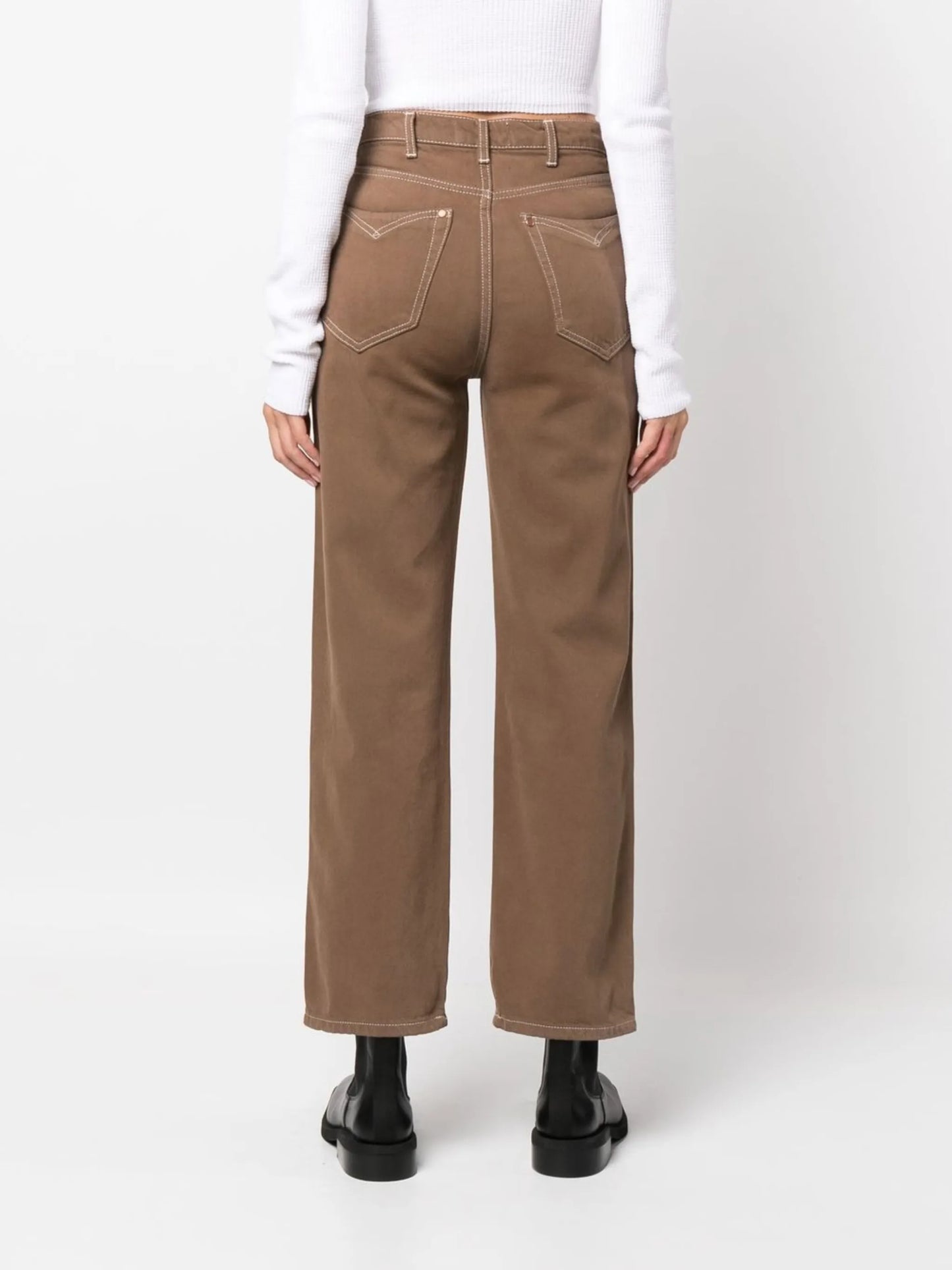 high-rise straight-leg jeans