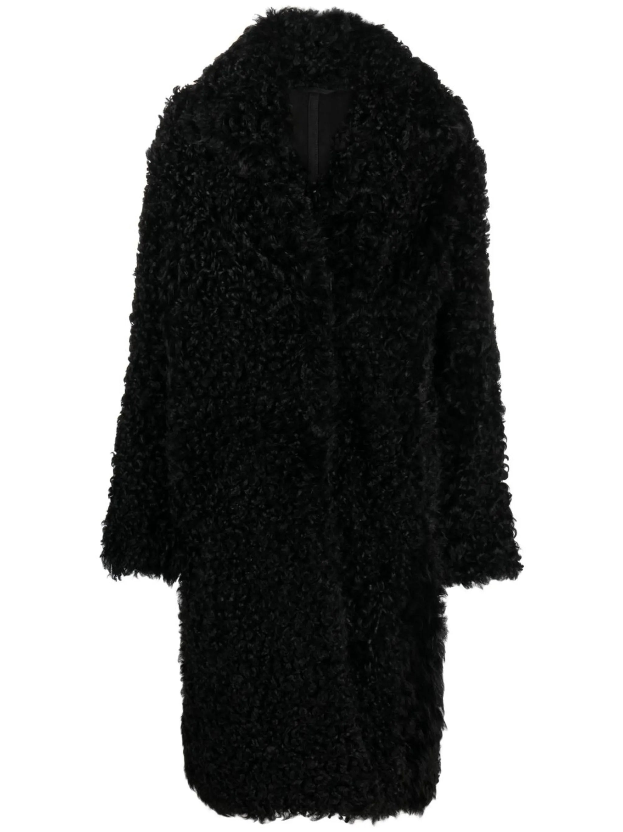 shearling-trim single-breasted coat