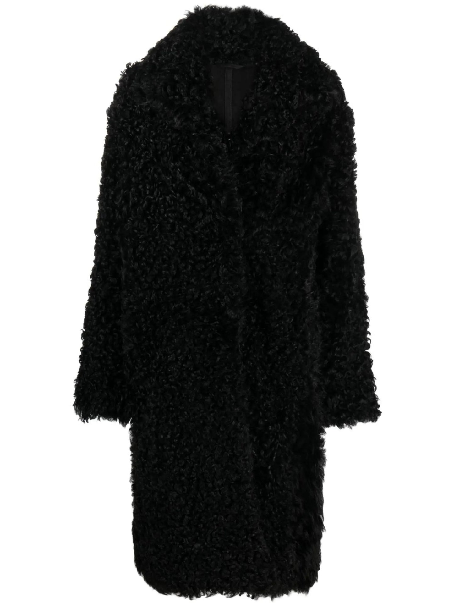 shearling-trim single-breasted coat