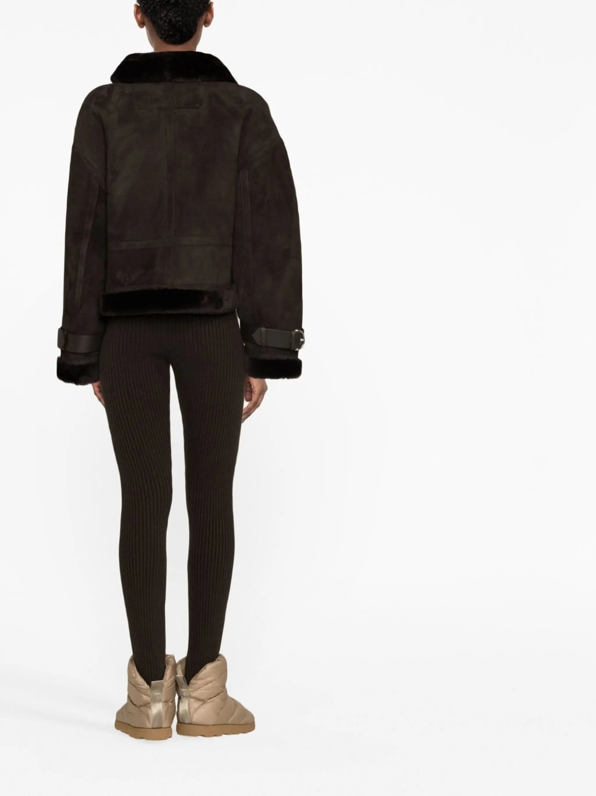 cropped shearling biker jacket