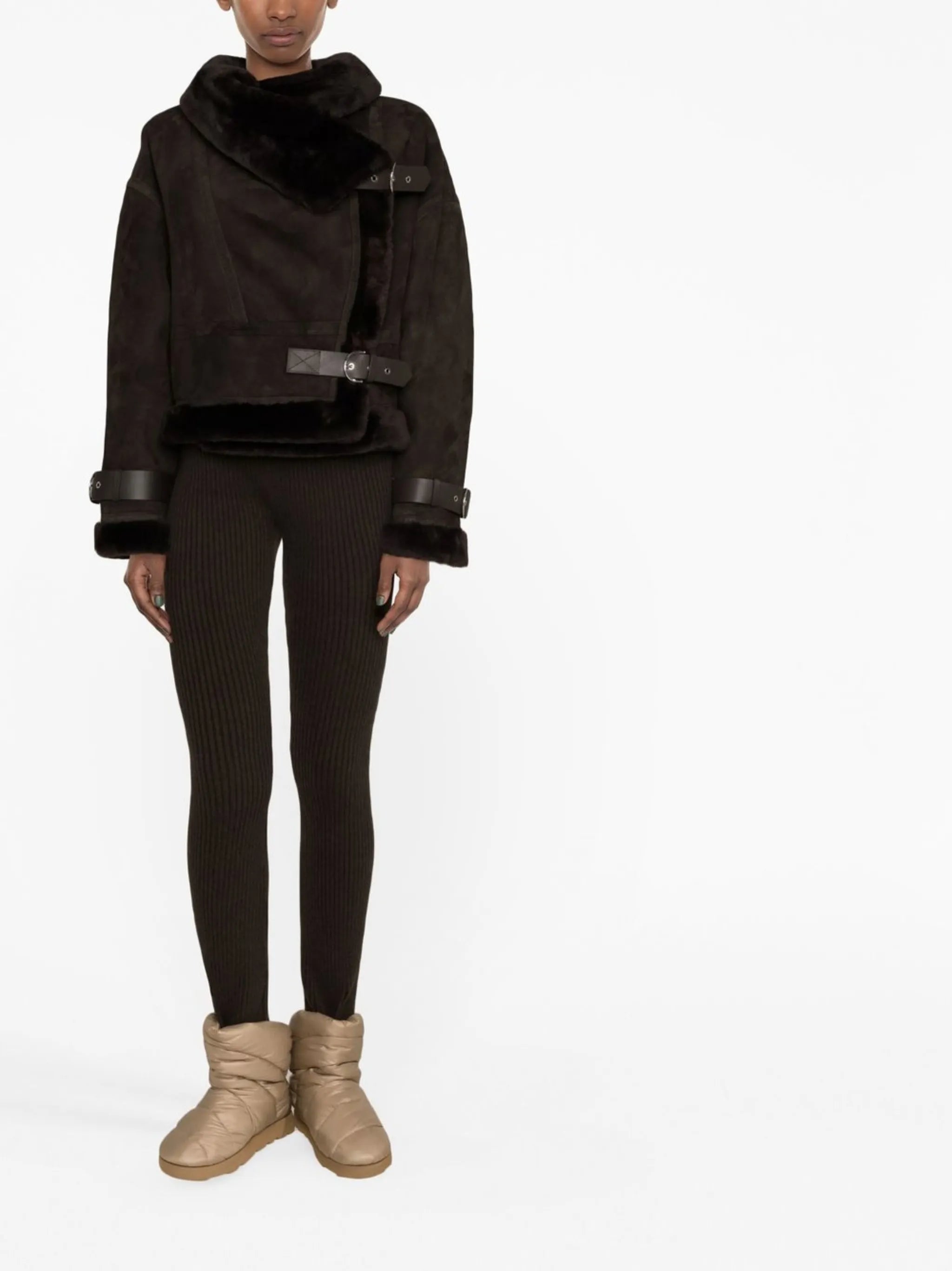 cropped shearling biker jacket