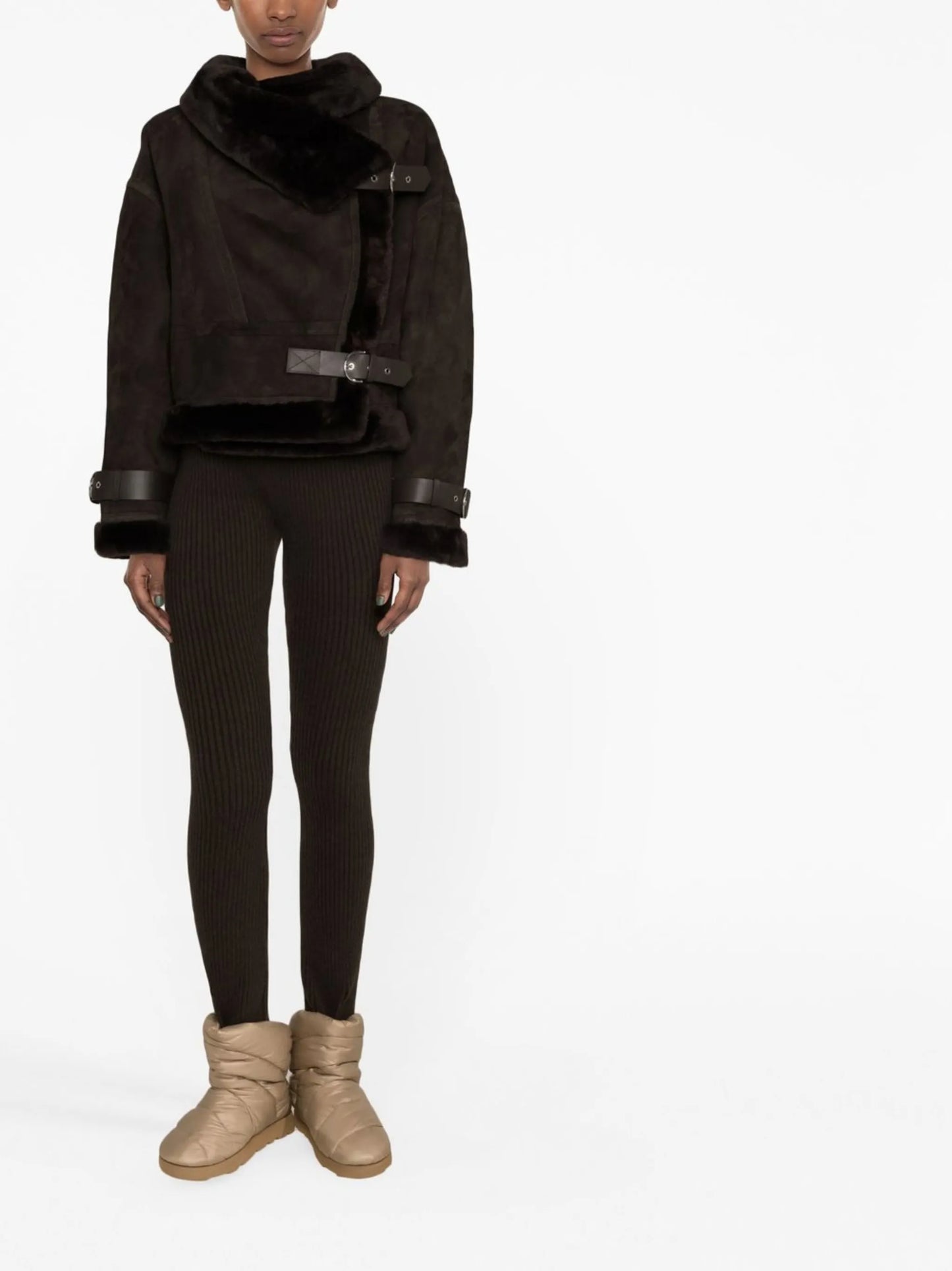 cropped shearling biker jacket