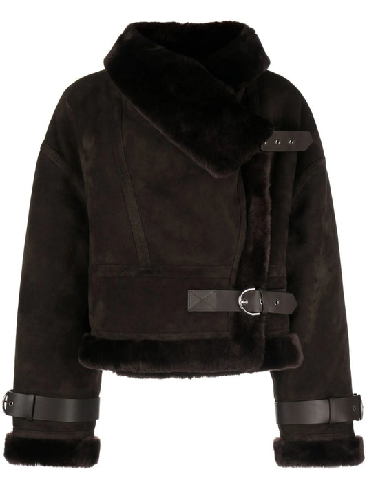 cropped shearling biker jacket