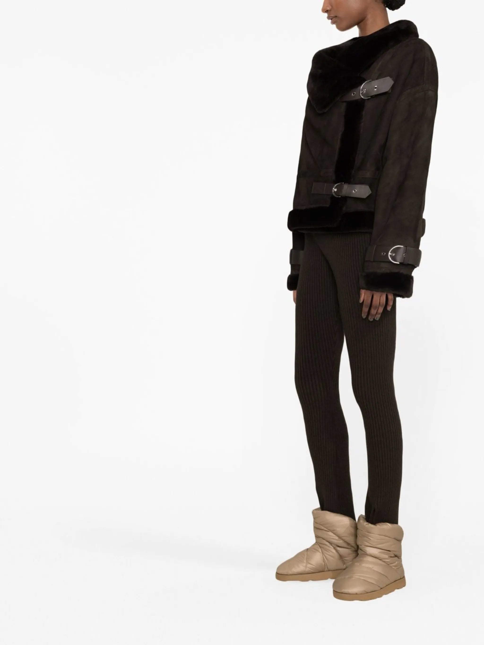 cropped shearling biker jacket