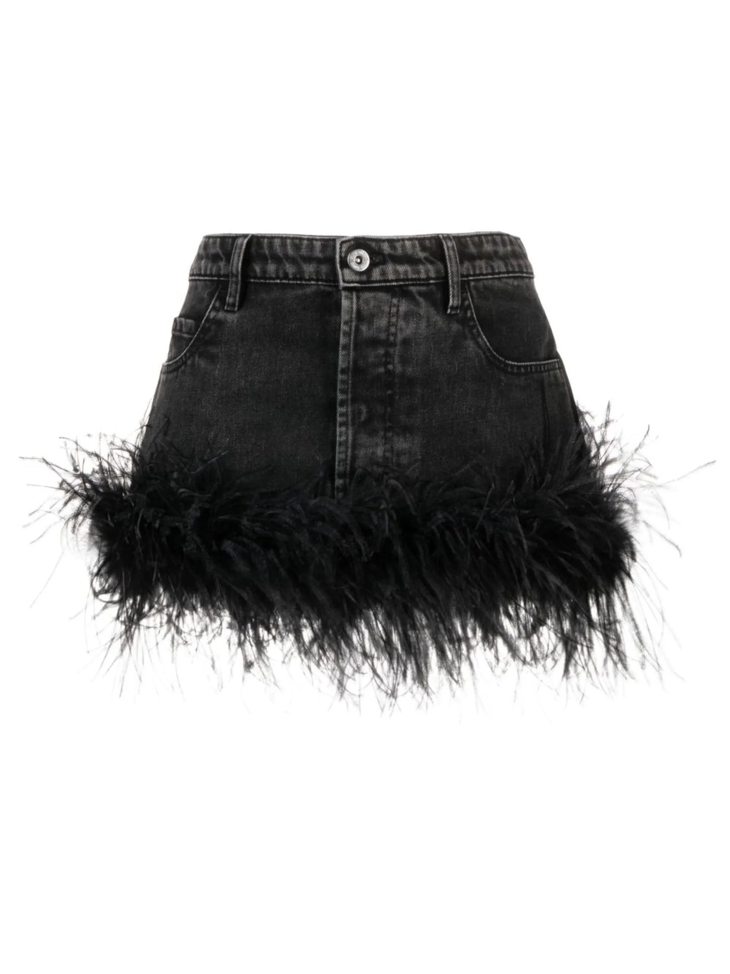 feather denim skirt